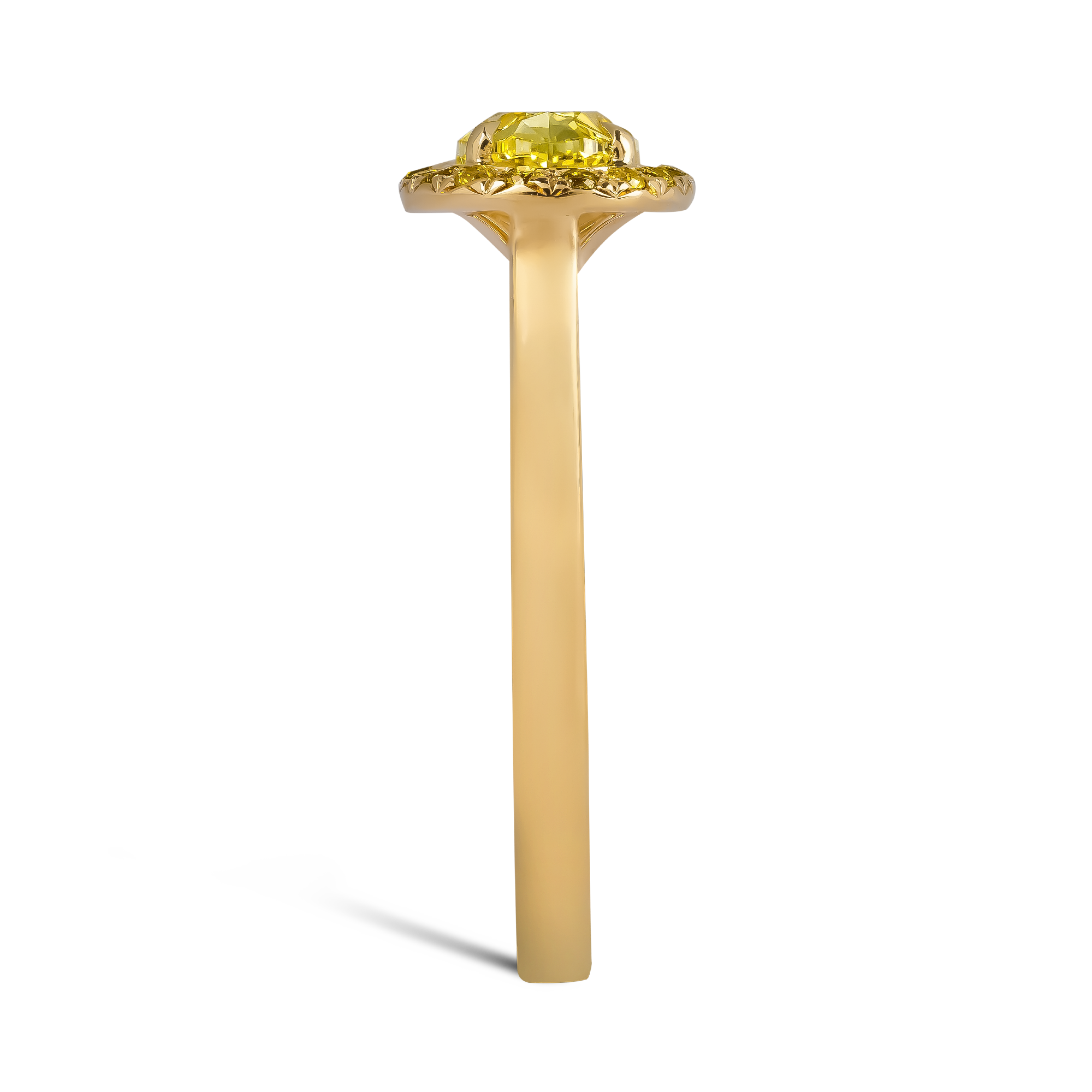 Oval Cut 1.01ct Kimberley Fancy Intense Yellow Diamond Ring Oval Cut, Claw Set_4