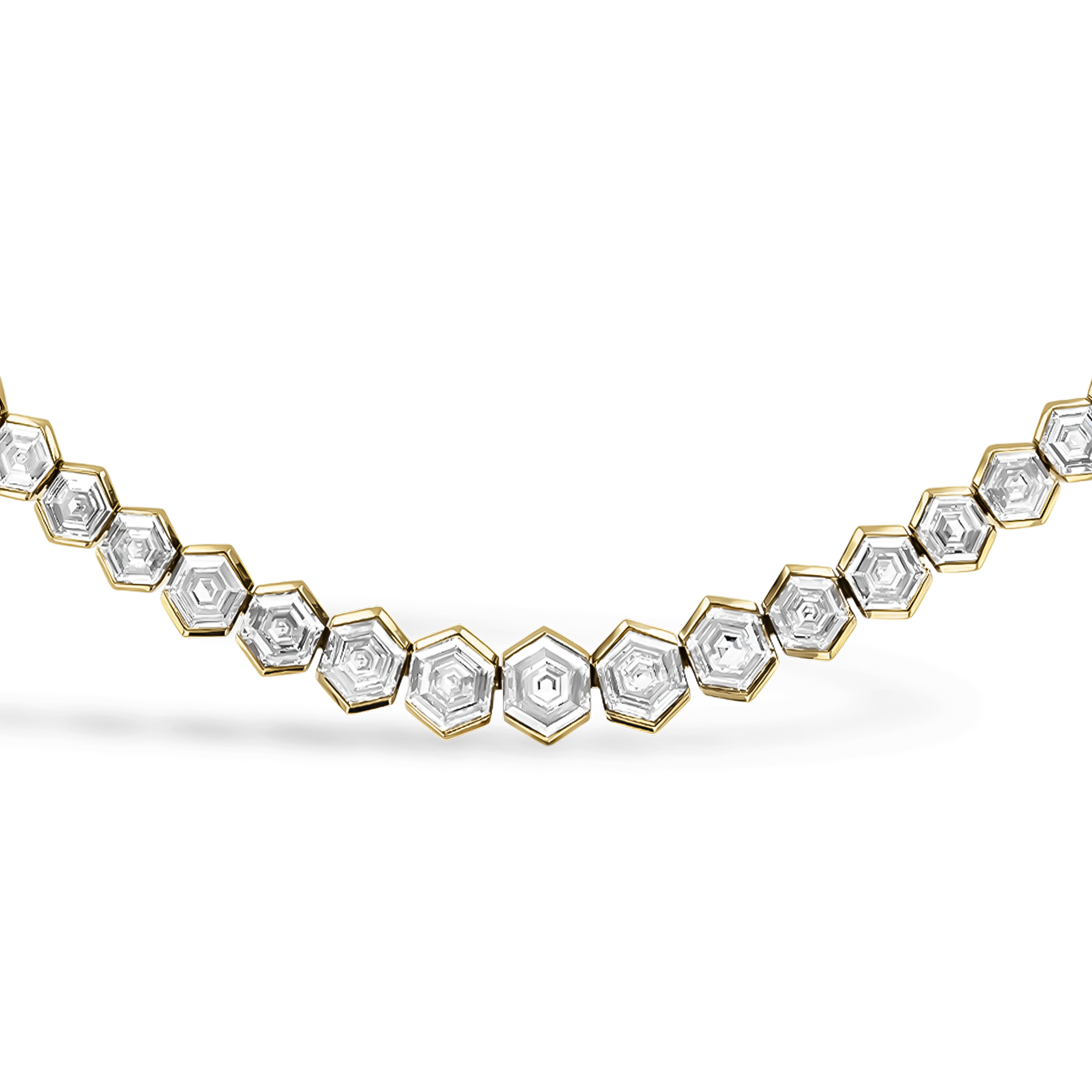 Masterpiece Honeycomb 34.01ct Diamond Necklace Hexagonal Cut, Rubover Set_2