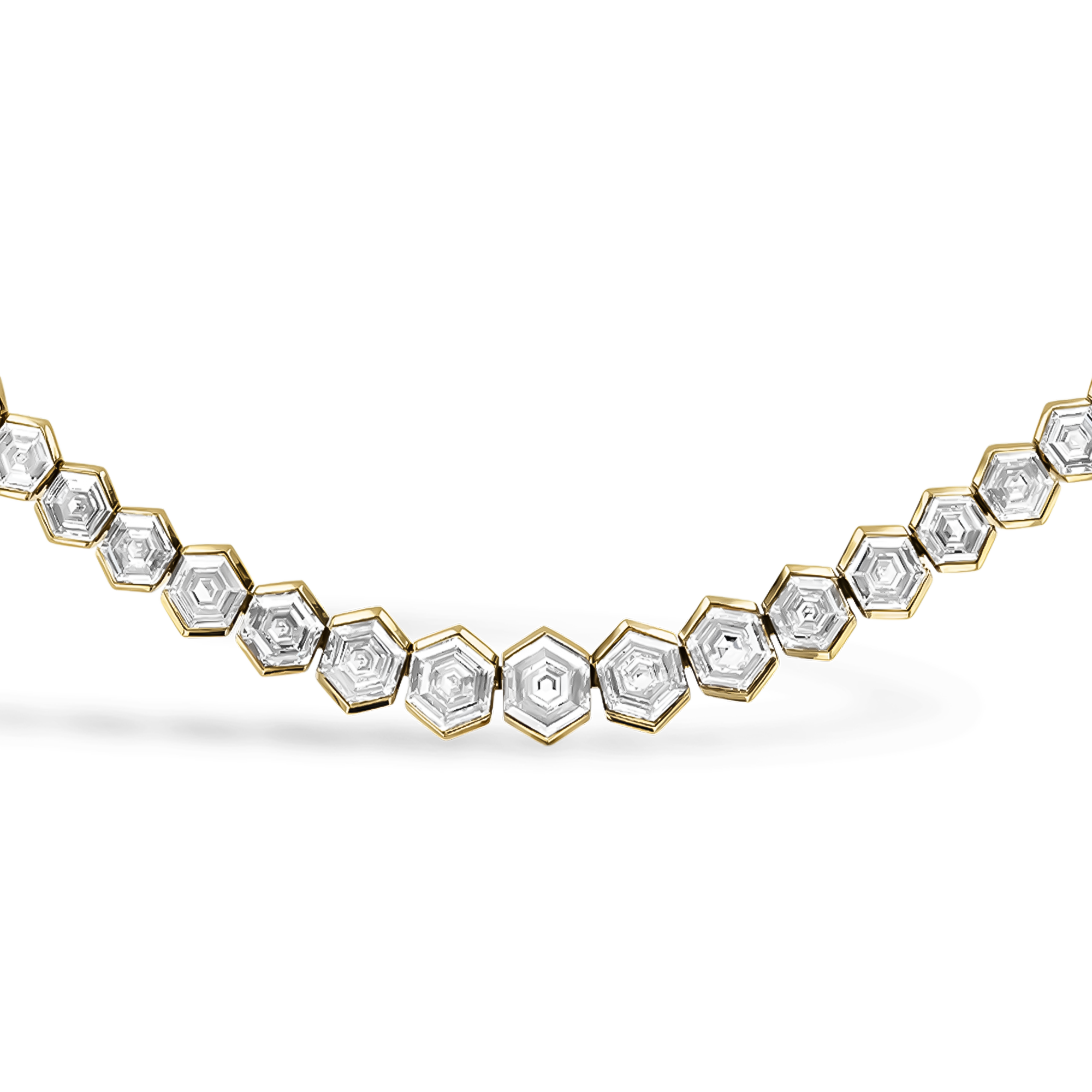 Masterpiece Honeycomb 34.01ct Diamond Necklace Hexagonal Cut, Rubover Set_2