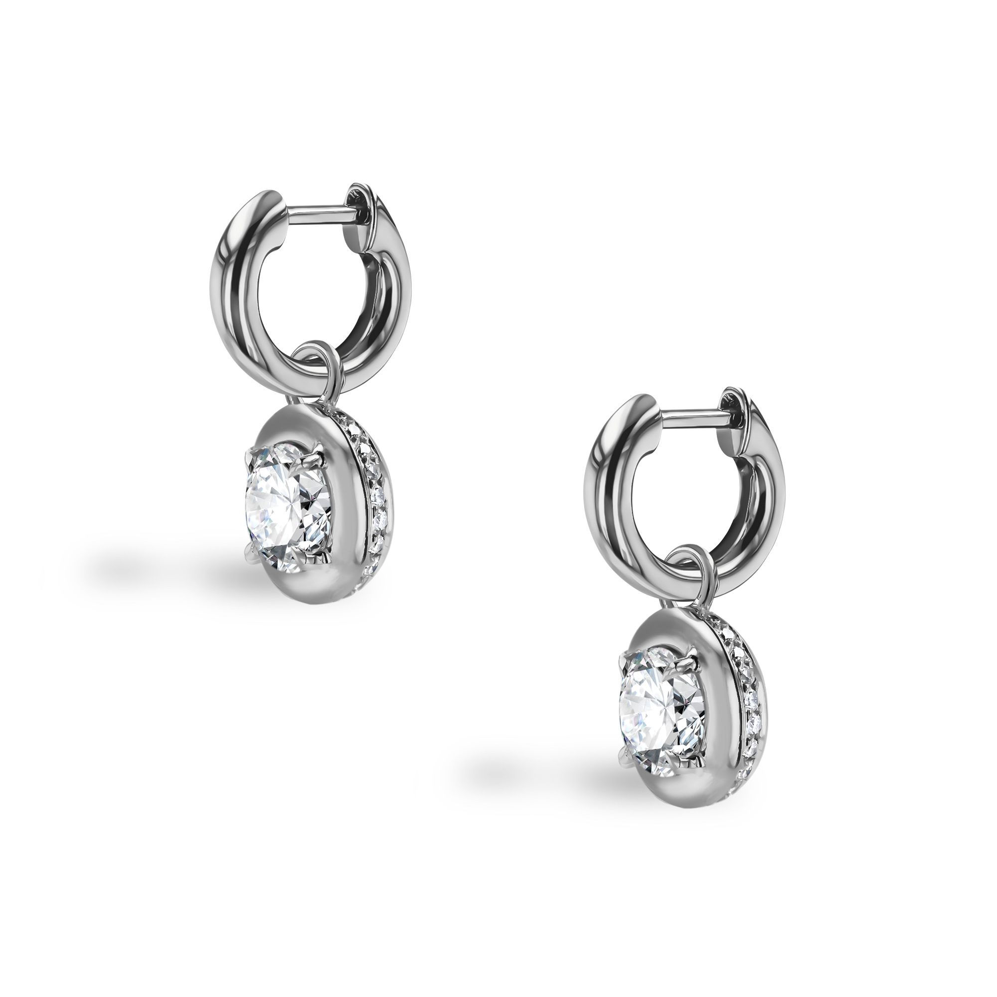 Skimming Stone 0.75ct Diamond Drop Hoop Earrings Brilliant cut, Claw set_3