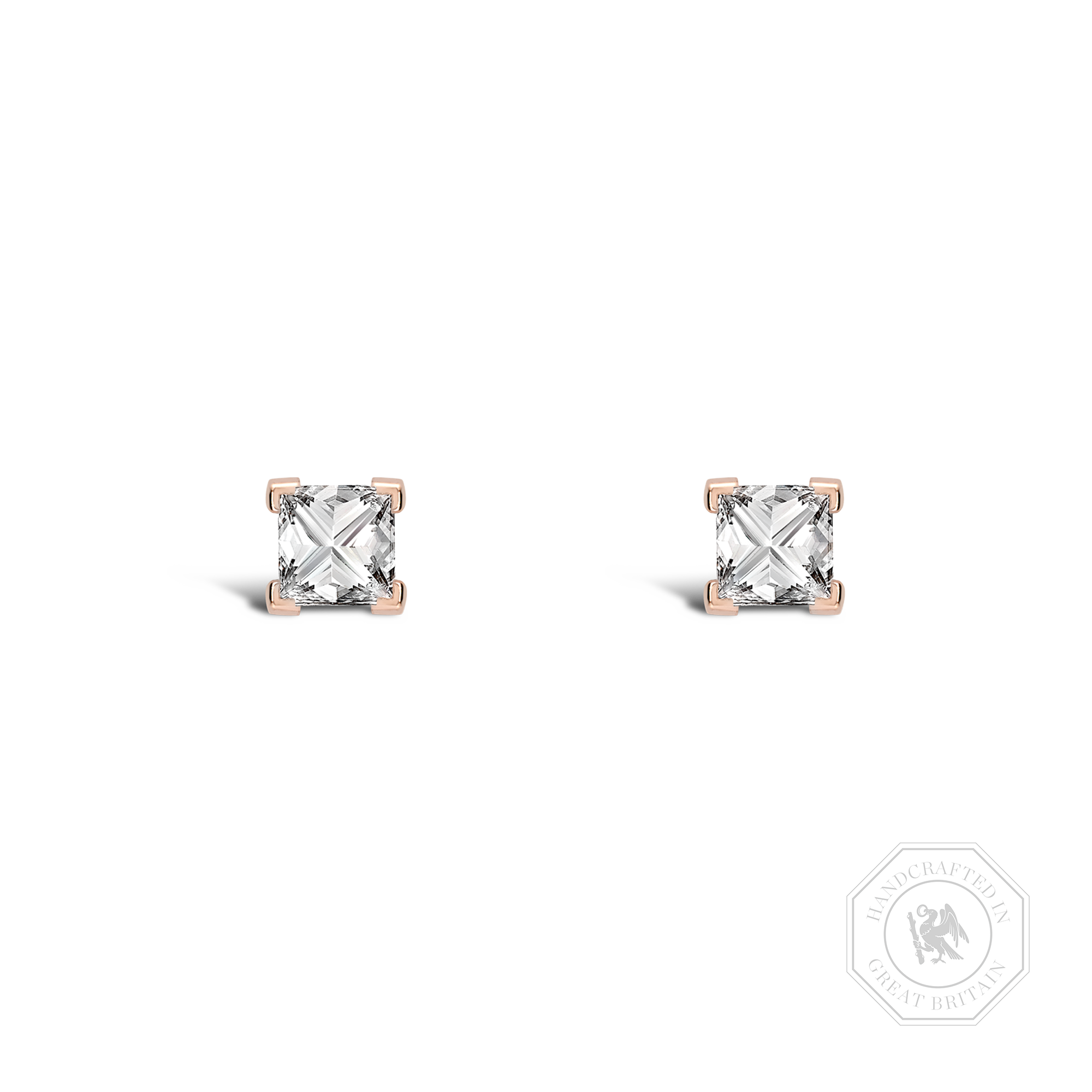 RockChic Diamond Solitaire Earrings Princess Cut, Claw Set_1