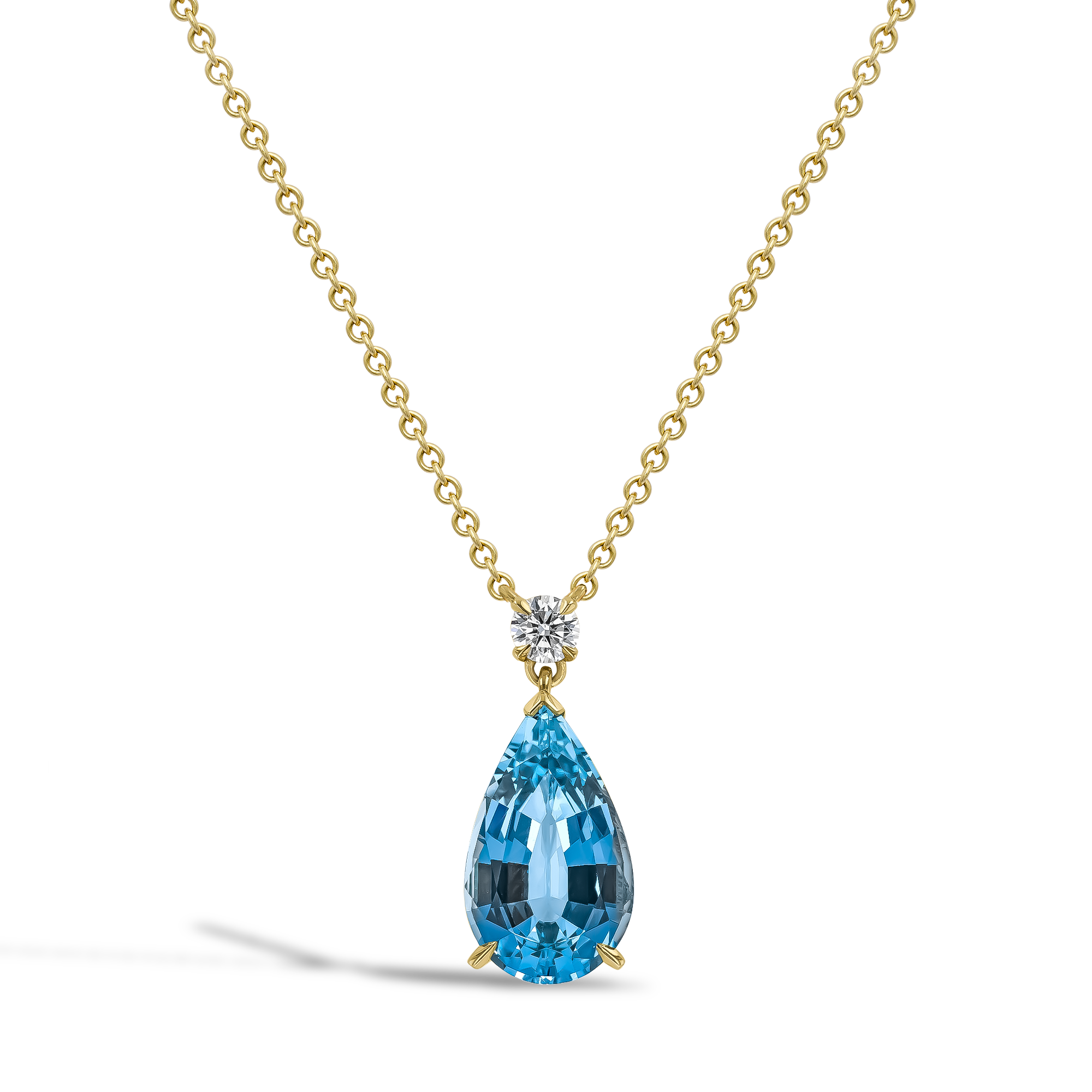 Pear Shape Aquamarine and Diamond Pendant Pearshape, Claw Set_1