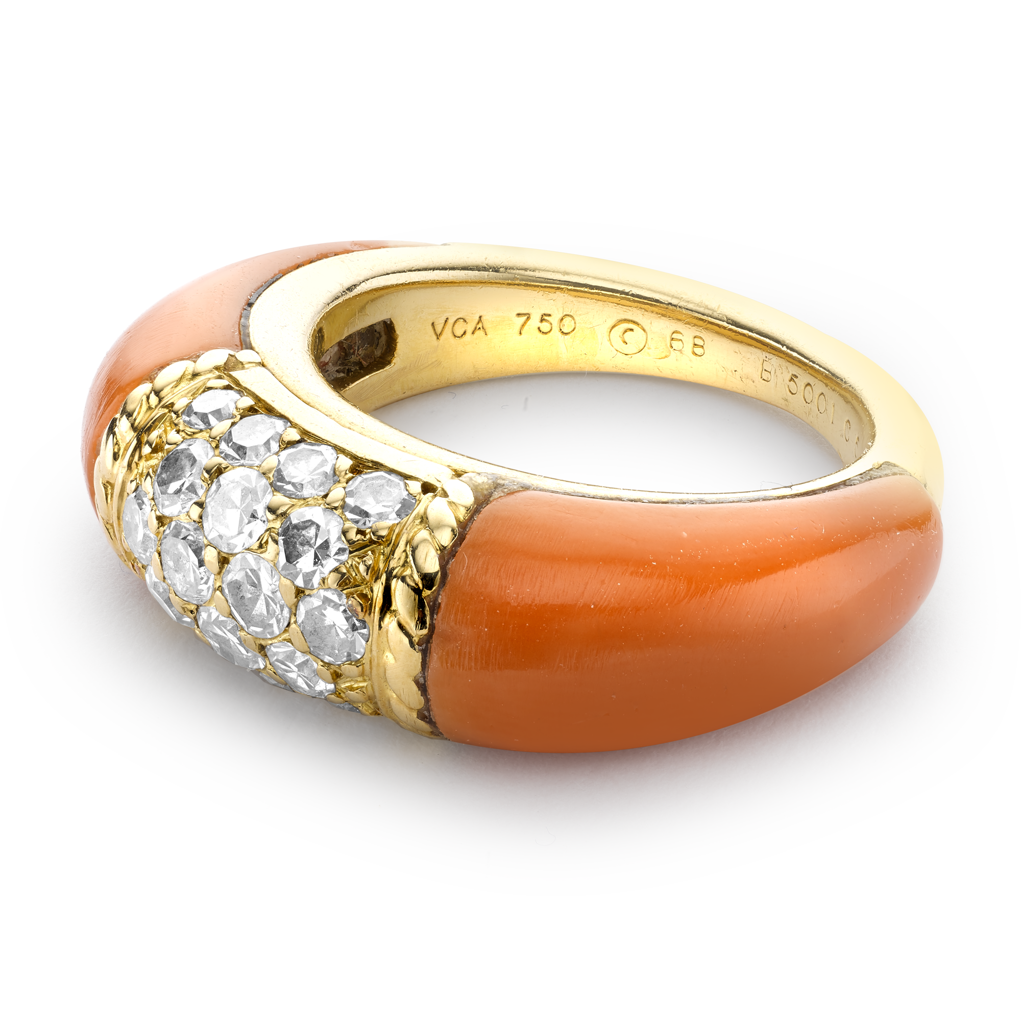 Van Cleef & Arpels Coral and Diamond Philippine Ring Brilliant cut, Claw set_5