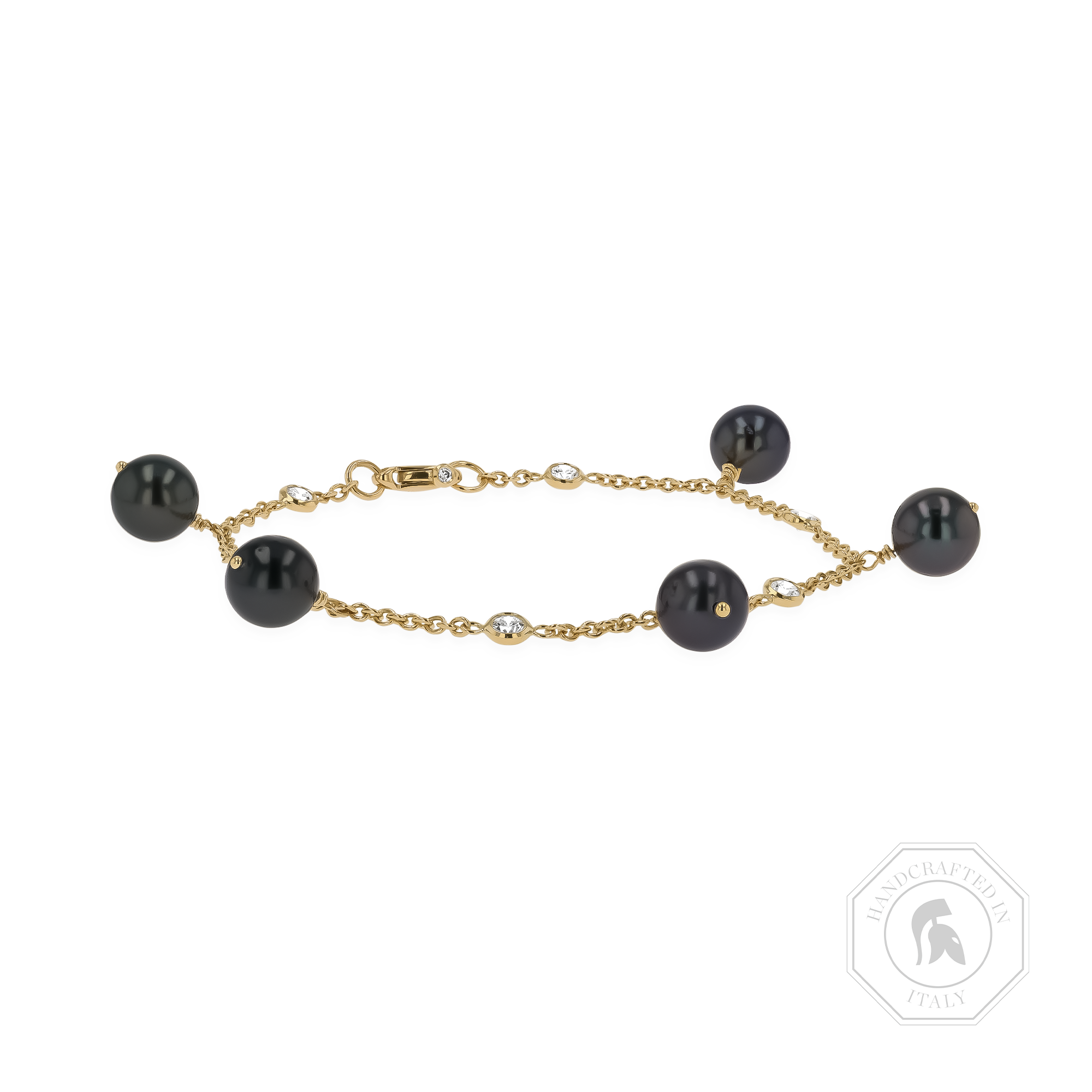 Tahitian Pearl and Diamond Bracelet Brilliant Cut, Rubover Set_1