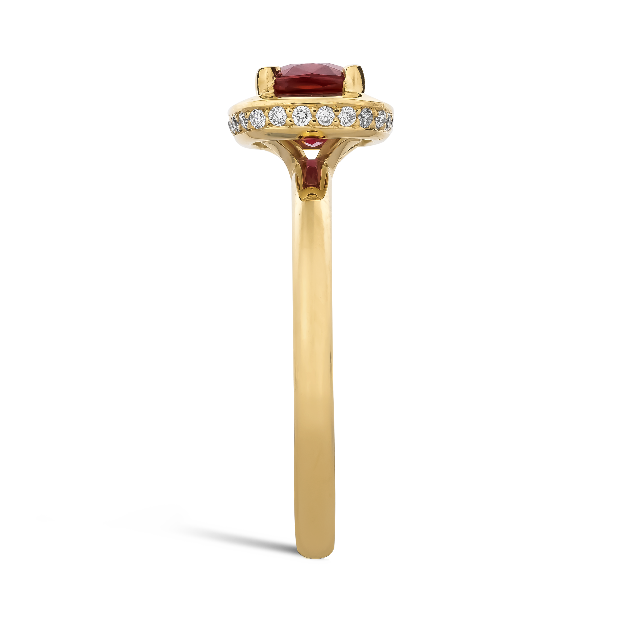 Skmming Stone 2.04ct Mozambique Ruby and Diamond Ring Modern Cushion Cut, Claw Set_4