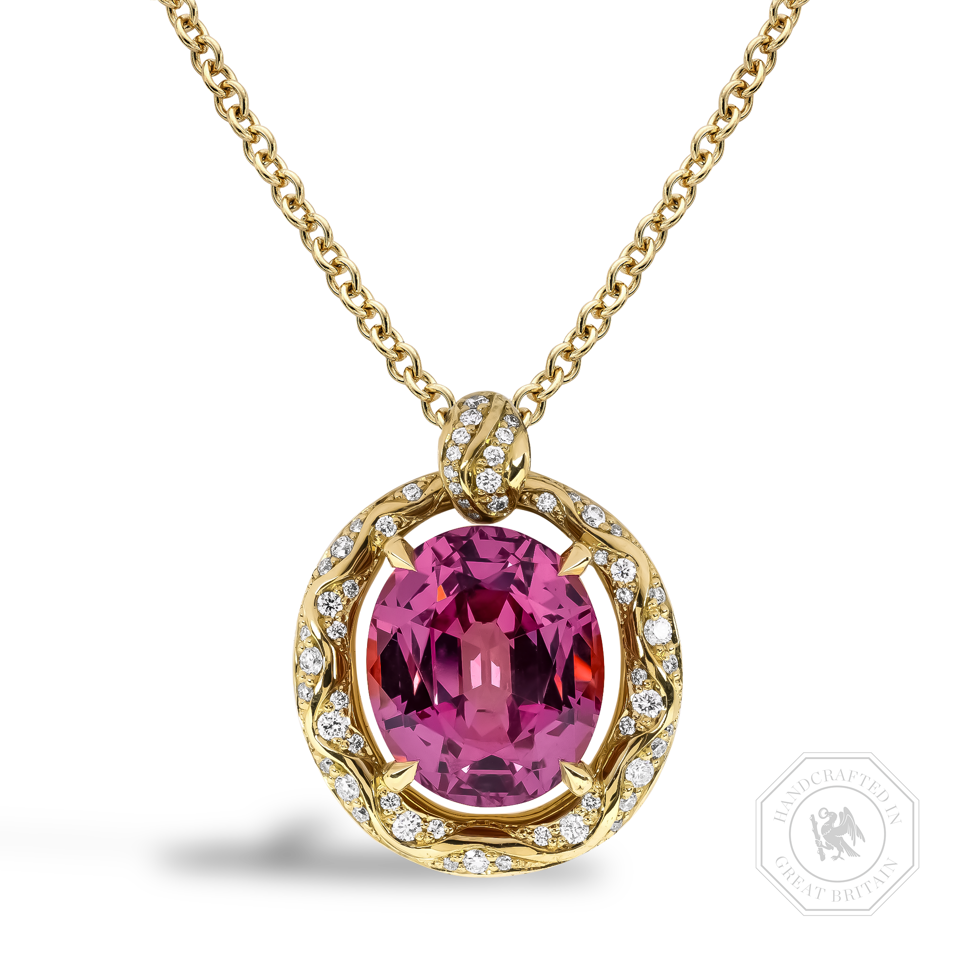Masterpiece Oval Cut 7.46ct Kitulo Garnet and Diamond Pendant Oval Cut, Claw Set_1