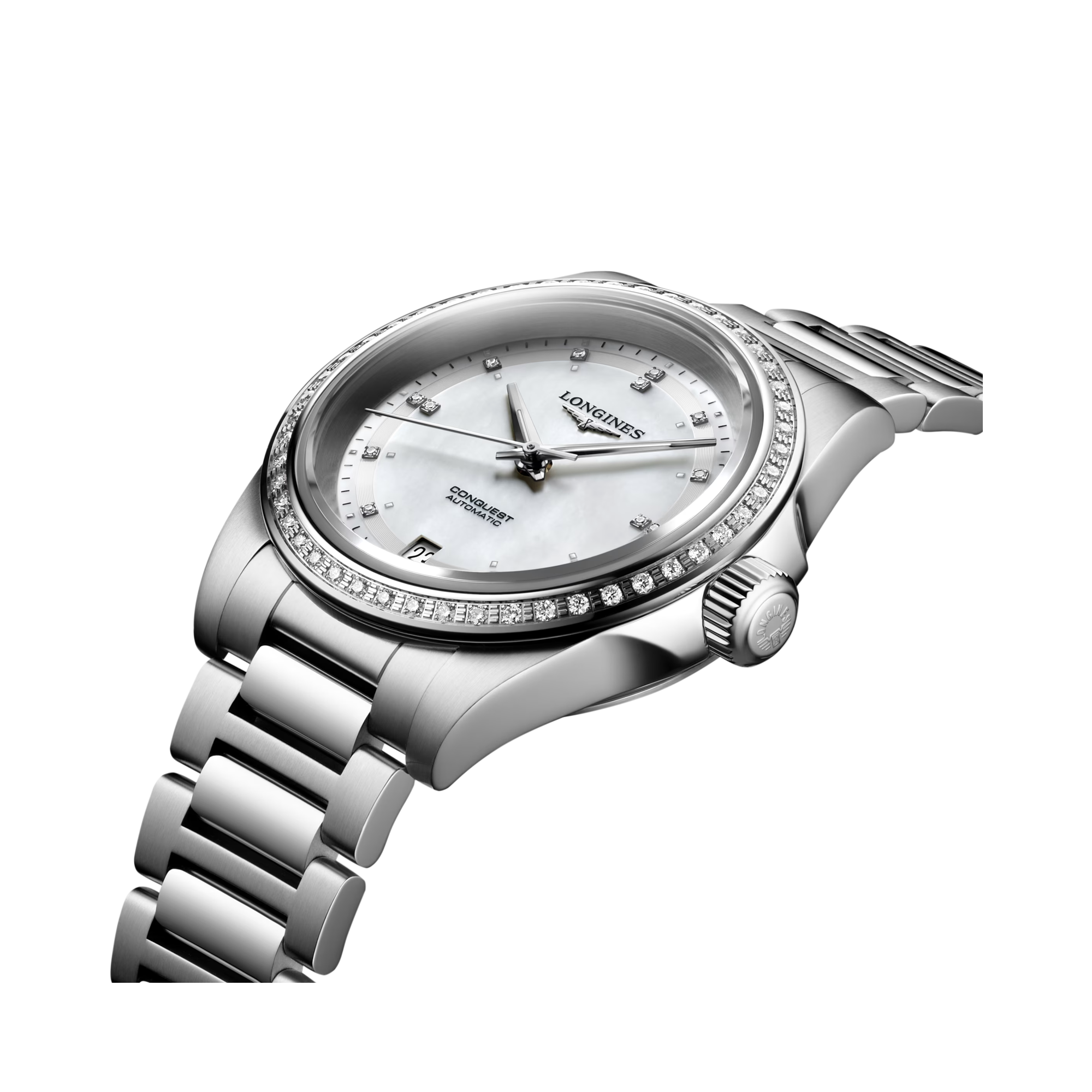 Longines Conques 34mm, Mother of Pearl Dial, Diamond Dot Numerals_2