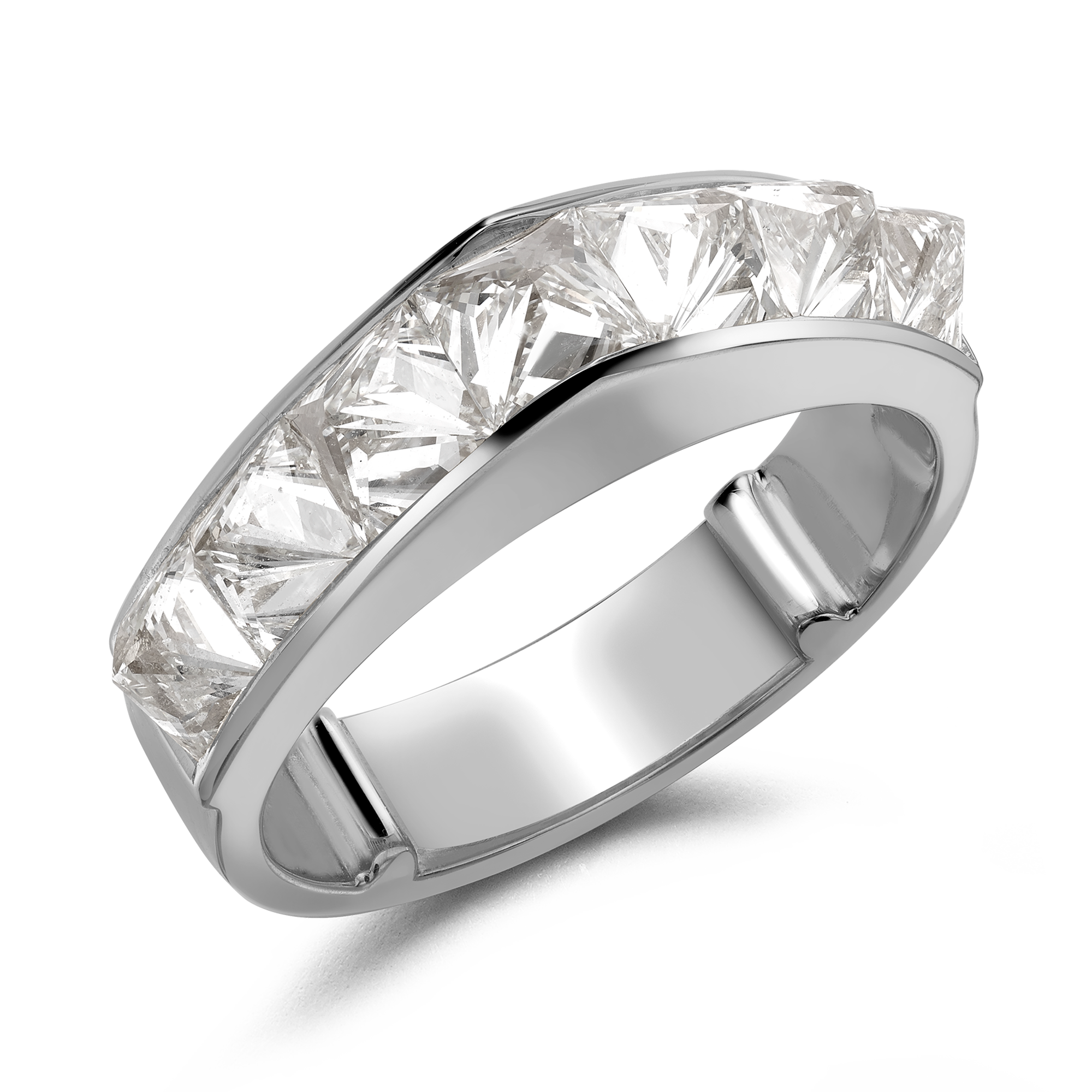 RockChic 2.77ct Diamond Peaked Seven Stone Ring Inverted Princess Cut, Channel Set_1