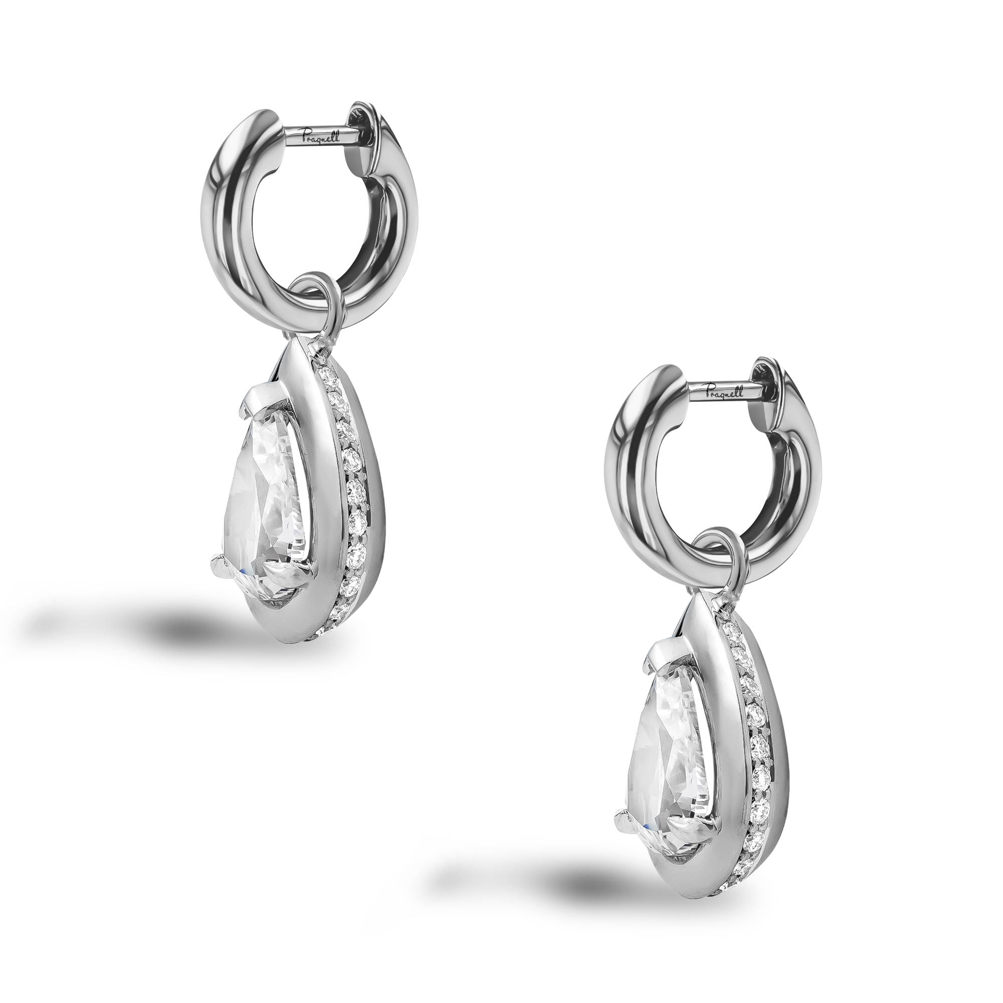 Skimming Stone Pear Shaped 1.80ct Diamond Drop Earrings Pear Shape, Claw Set_3