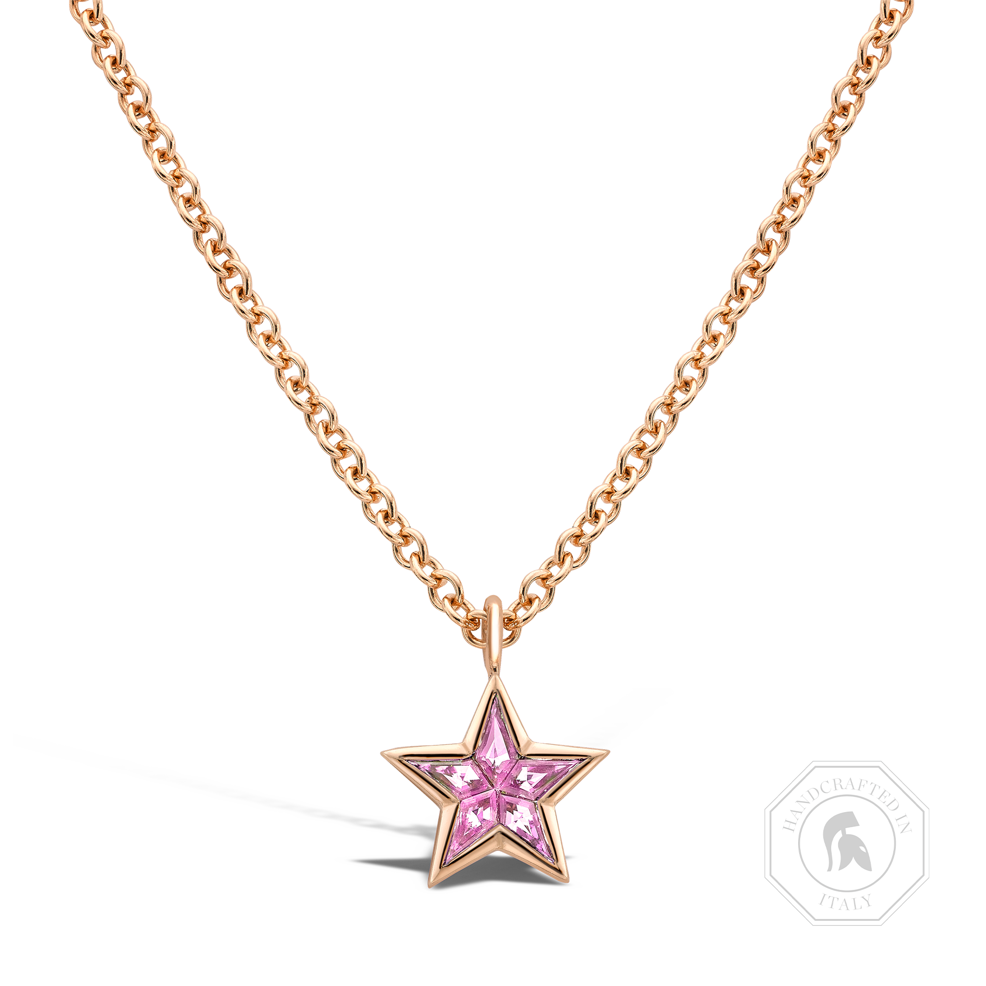 RockStar Pink Sapphire Pendant Kite Cut, Rubover Set_1