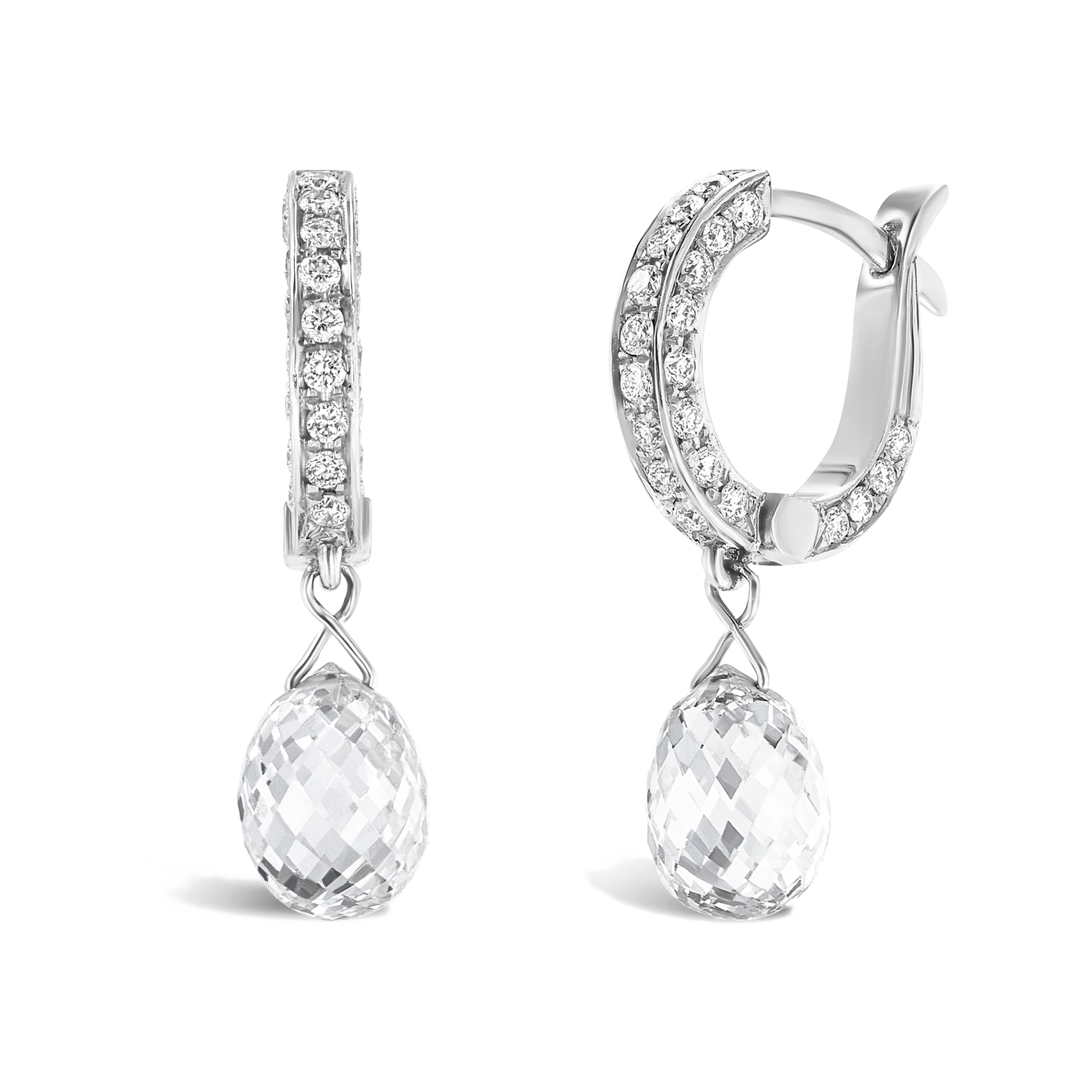 Briolette Diamond Drop Earrings Briolette & Brilliant Cut, Thread Set_1
