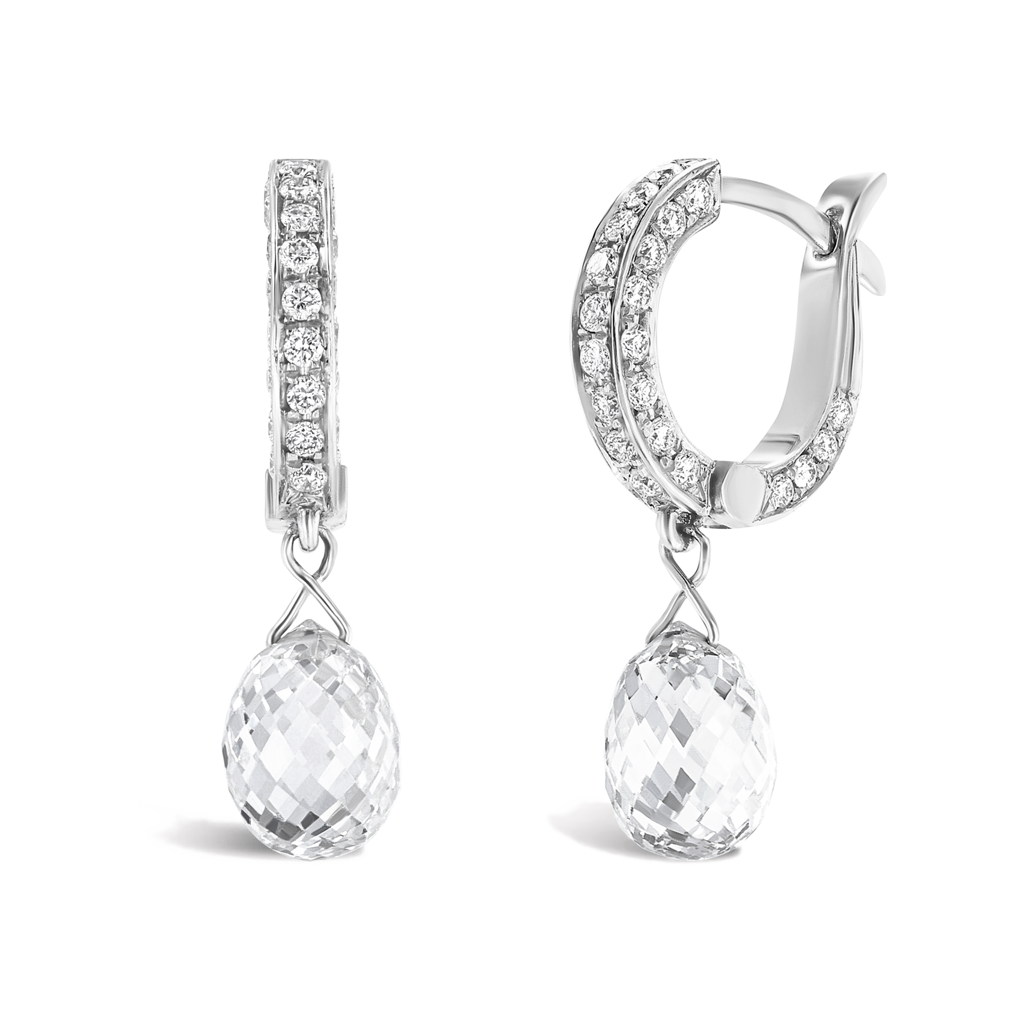 Briolette Diamond Drop Earrings 3.40cts in Platinum Briolette Brilliant Cut Thread Set