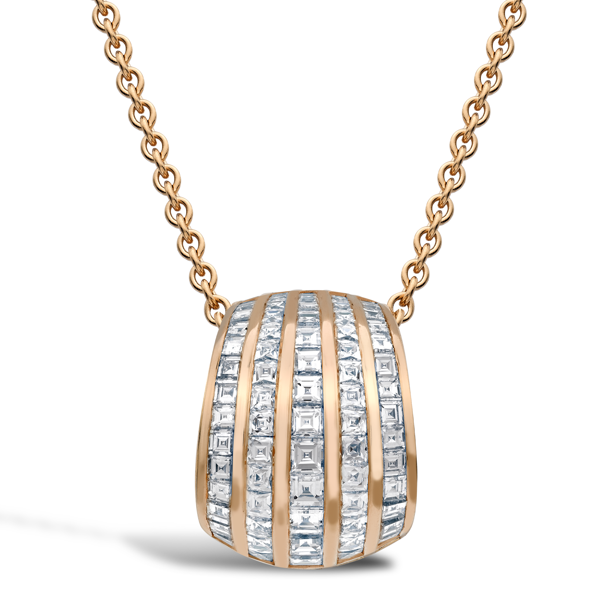 Manhattan Classic Five Row Diamond Pendant Carré & French Cut, Channel Set_1