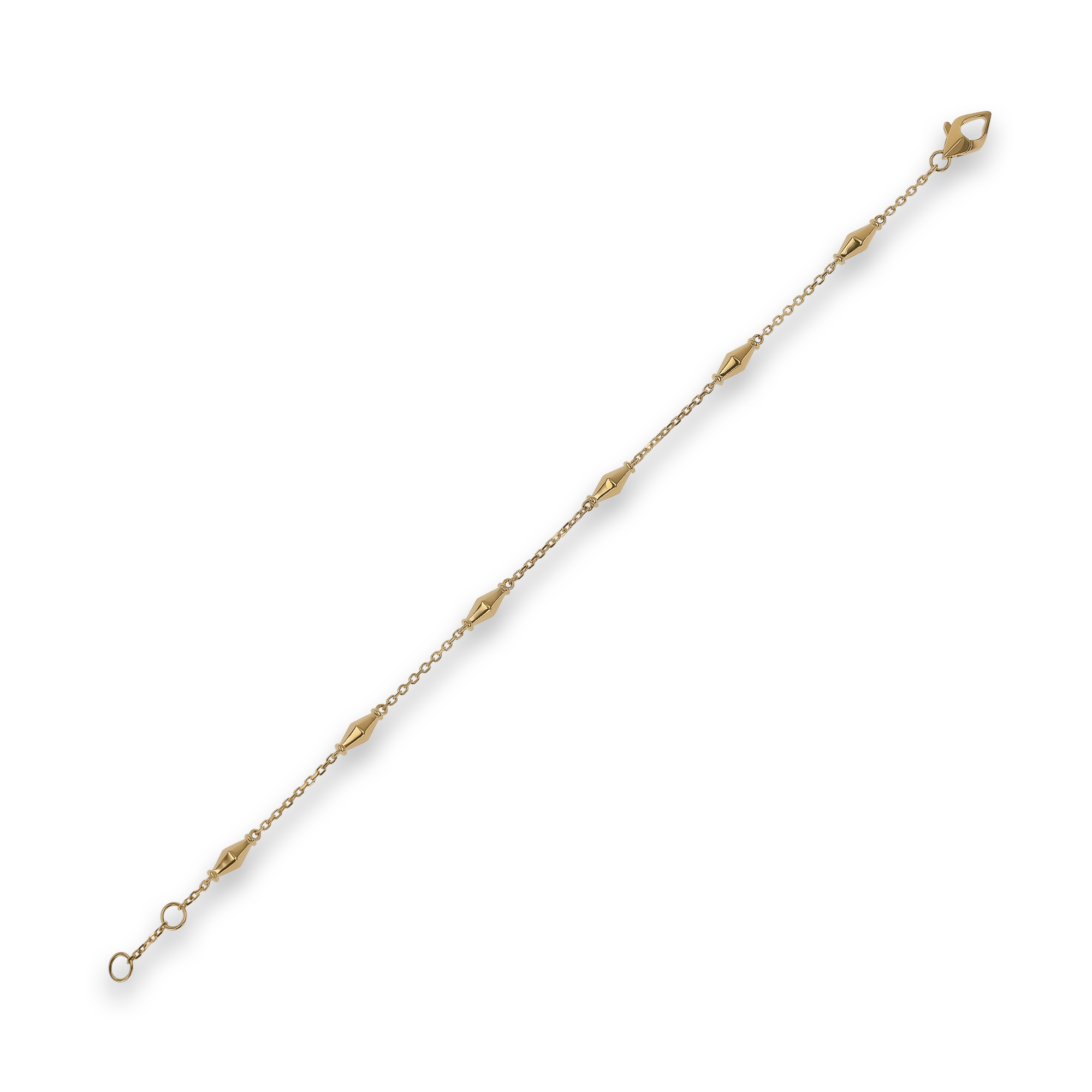 Mini-Cleopatra Gold Faceted Barrel Link Chain Bracelet _2