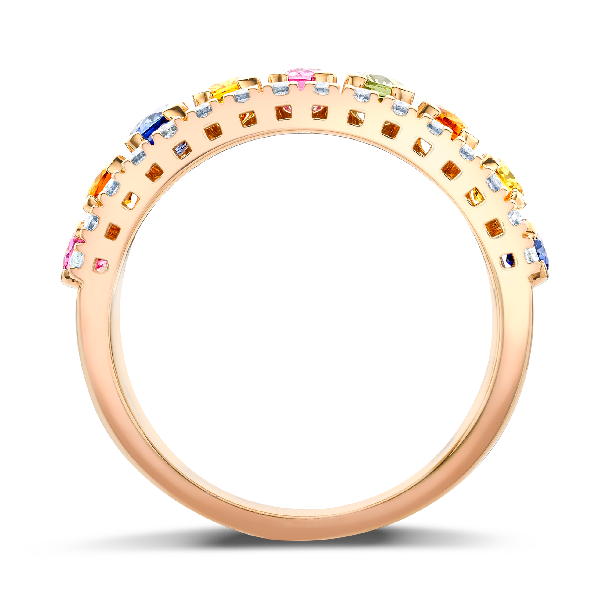 Rainbow Sapphire & Diamond Half-Eternity Ring Oval Cut, Claw Set_3