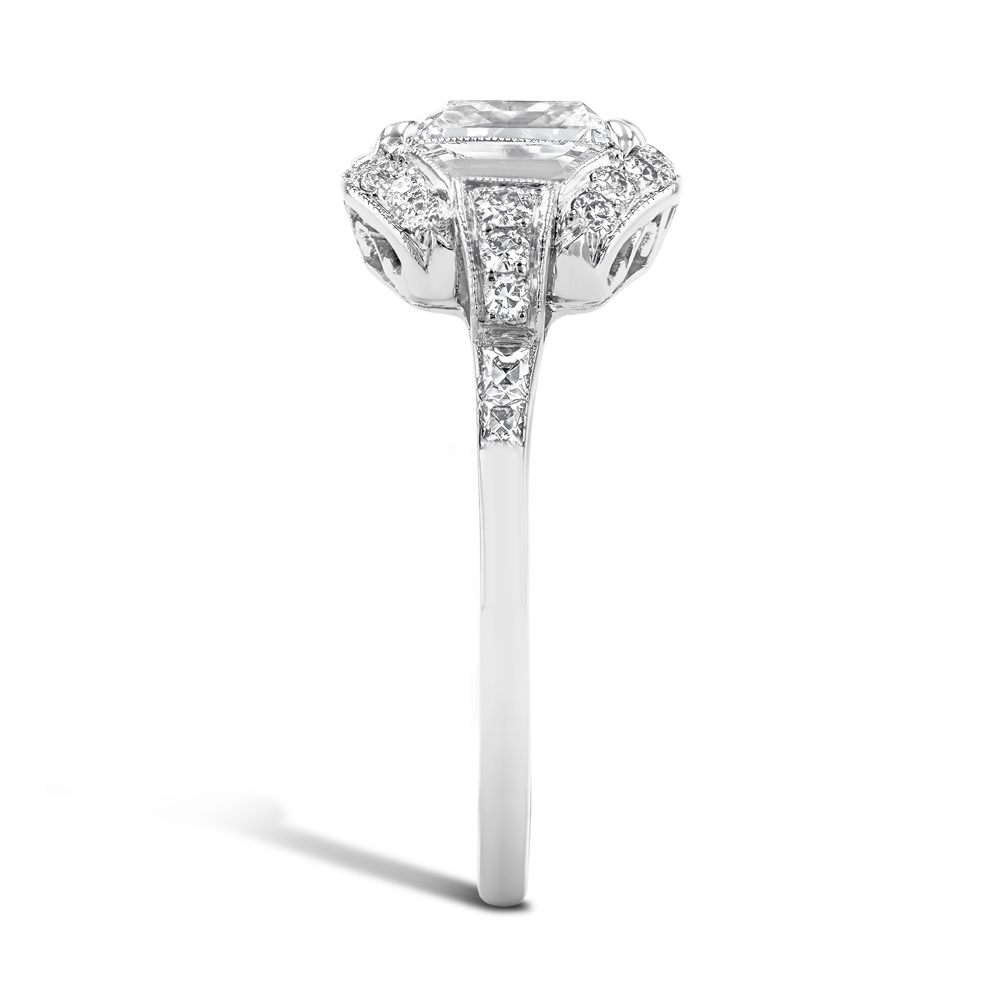 Tiffany & Co Art Deco Square Step Cut Diamond Ring Asscher Cut, Four Claw set_4