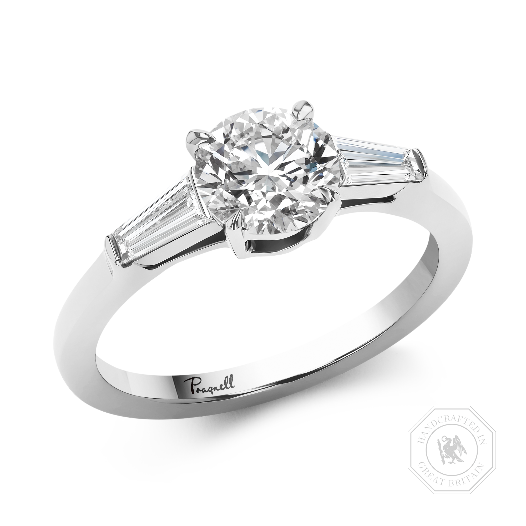 Regency 0.91ct Brilliant Cut Diamond Ring Brilliant & Tapered Baguette Cut, Claw Set_1
