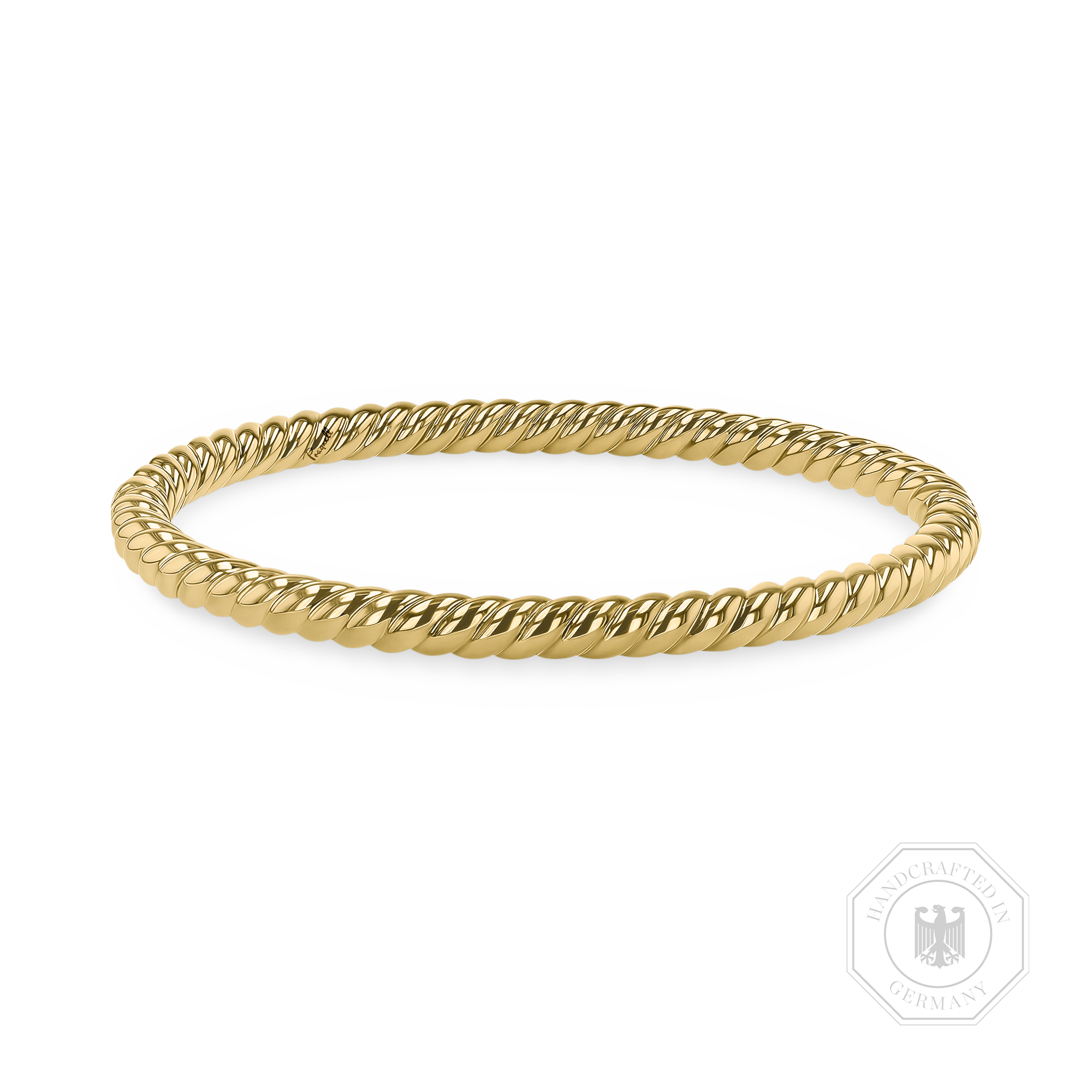 Yellow Gold Cross Section Cord Bangle _1