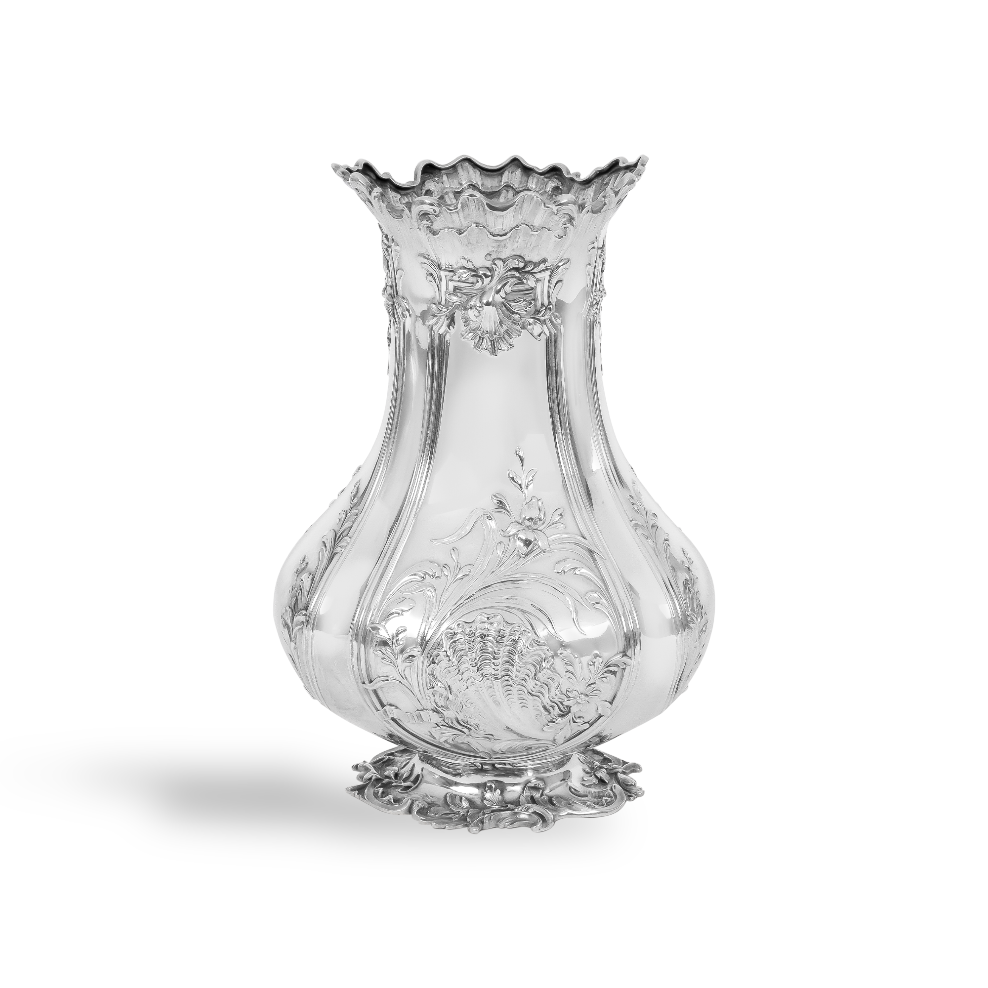 Silver Pair of Rococo Style Vases _2