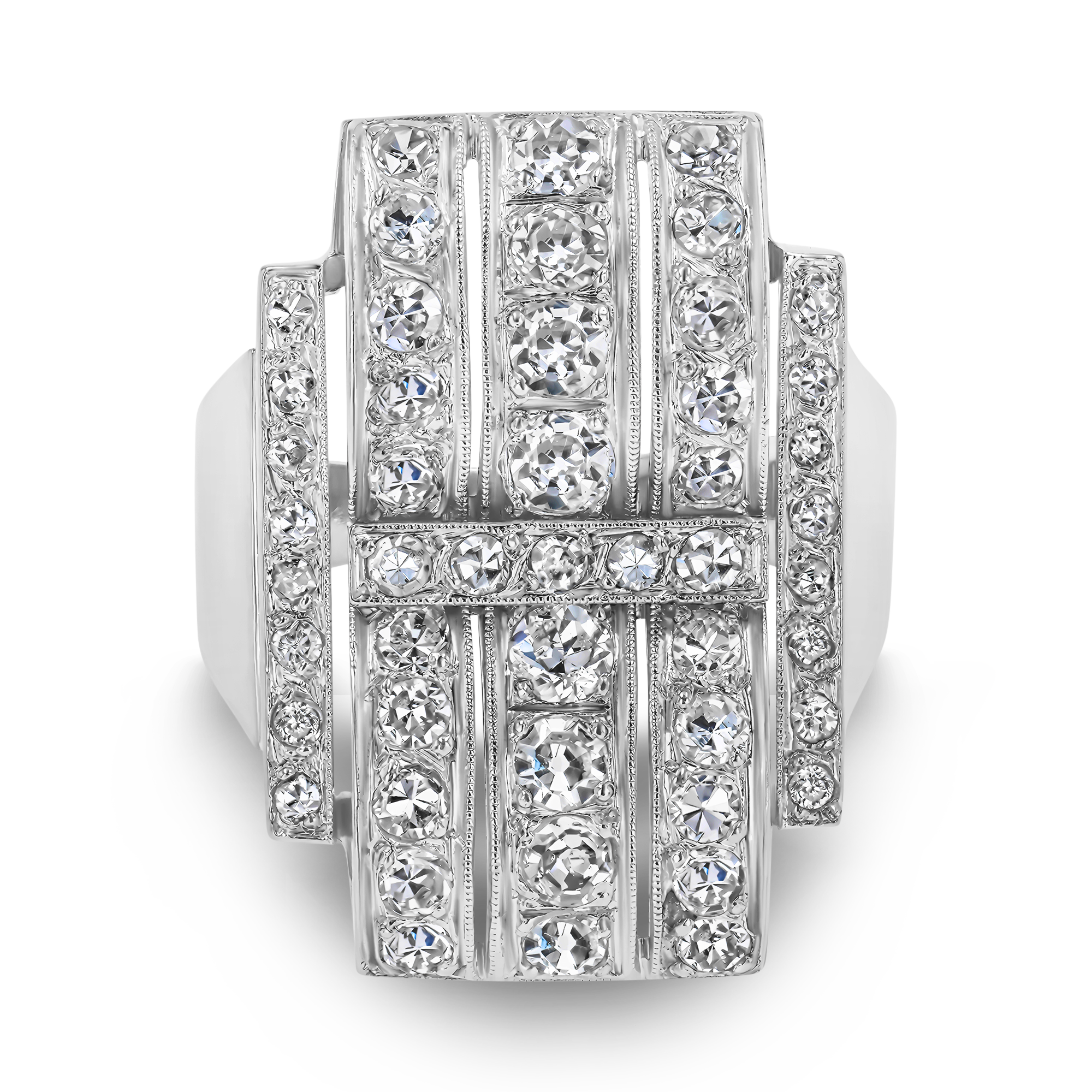 Old European Cut Diamond Cluster Ring Old European Cut, Pave Set_2