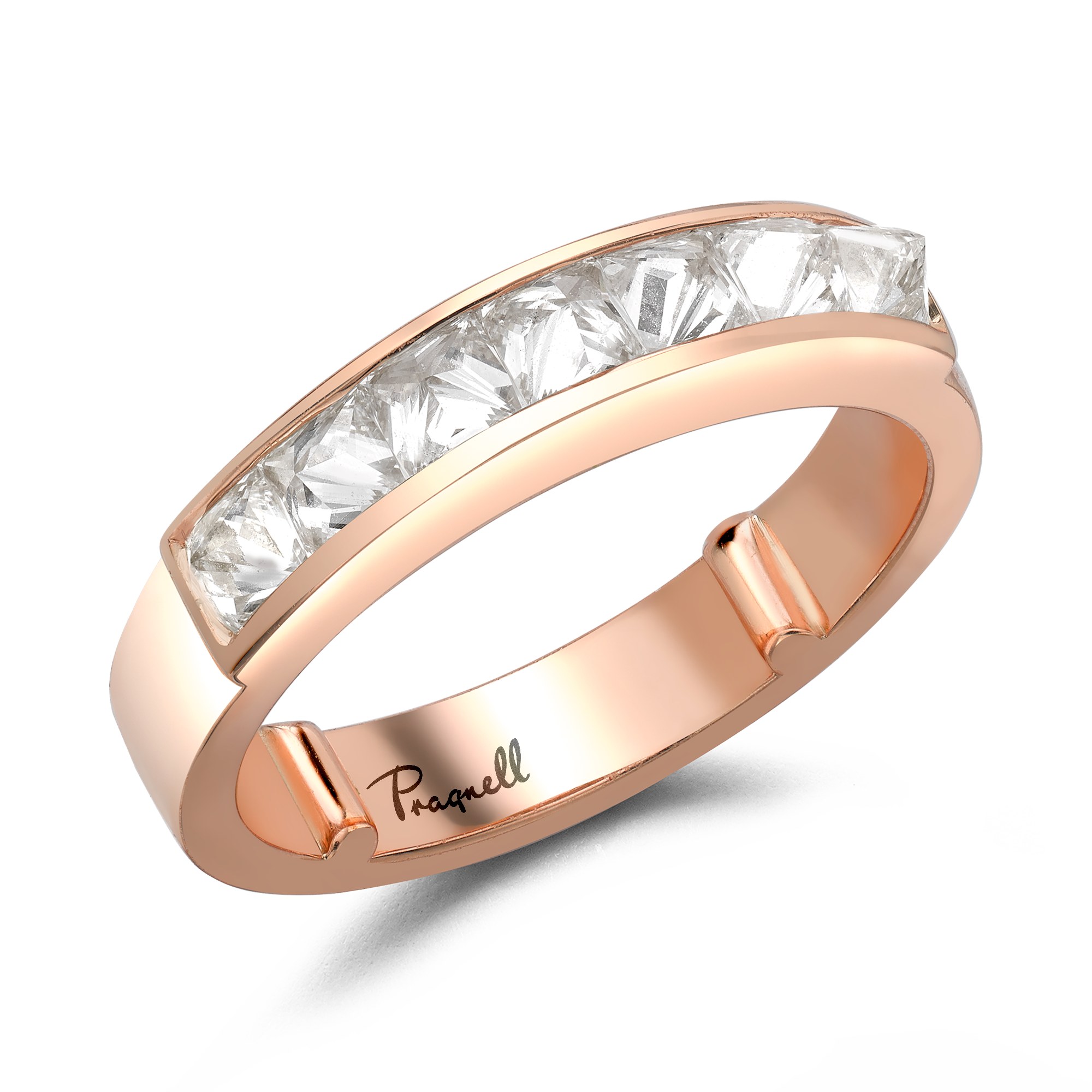 RockChic 1.05ct Diamond Domed Seven Stone Ring Inverted Princess Cut, Channel Set_1