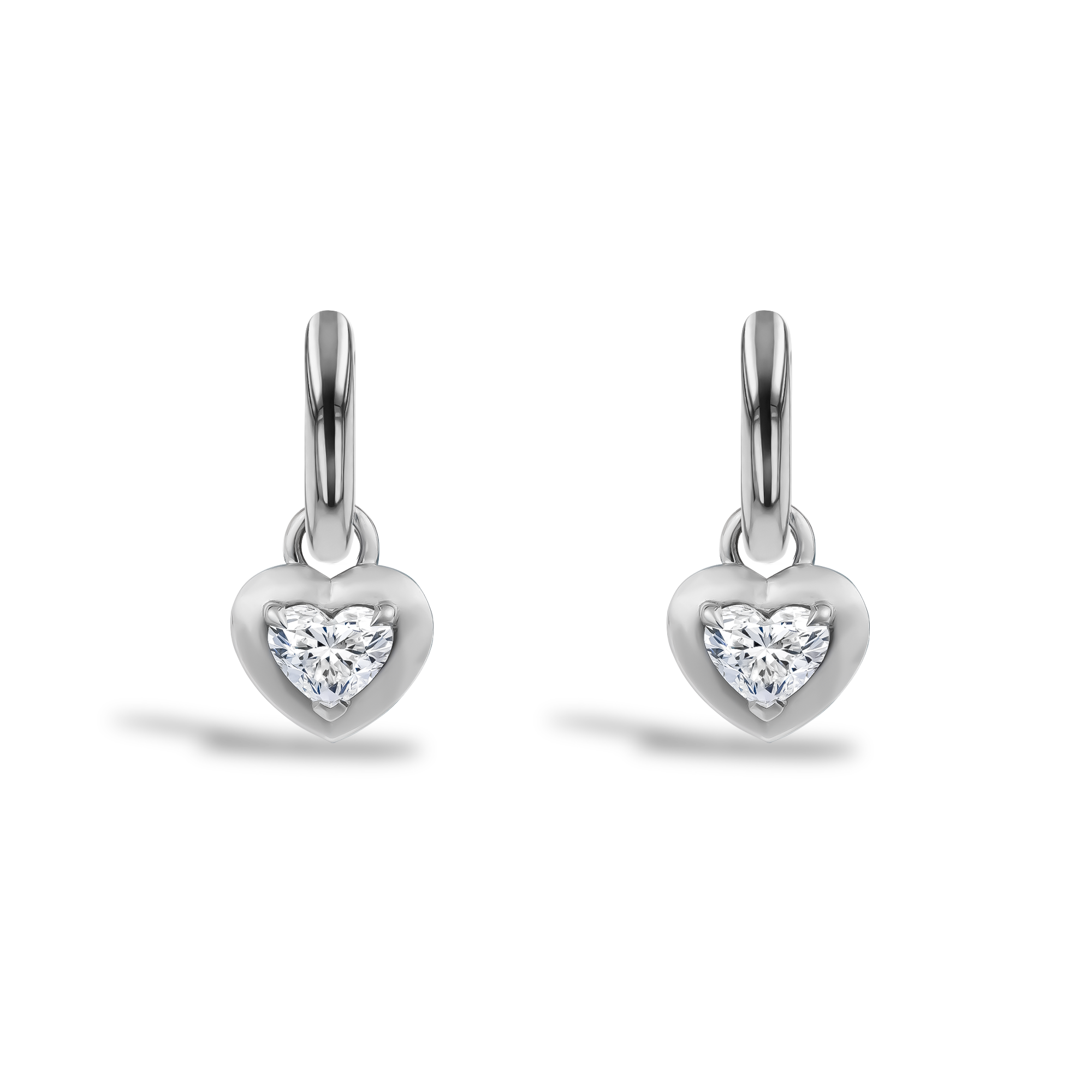 Skimming Stone Heart Shaped 1.00ct Diamond Drop Earrings Heart Shape, Claw Set_2