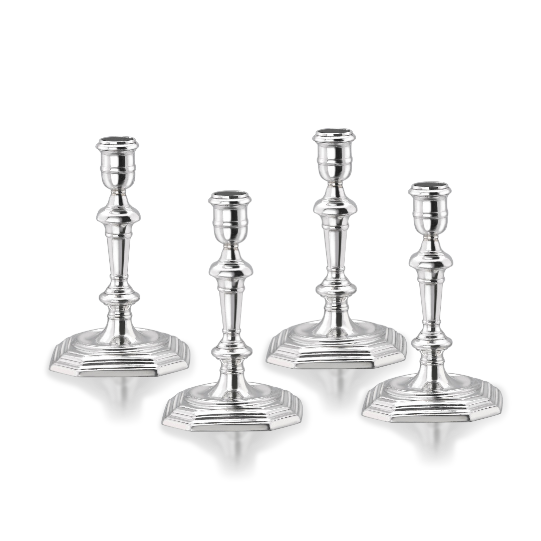Silver George I Set of Four Candlesticks Hallmarked London_1