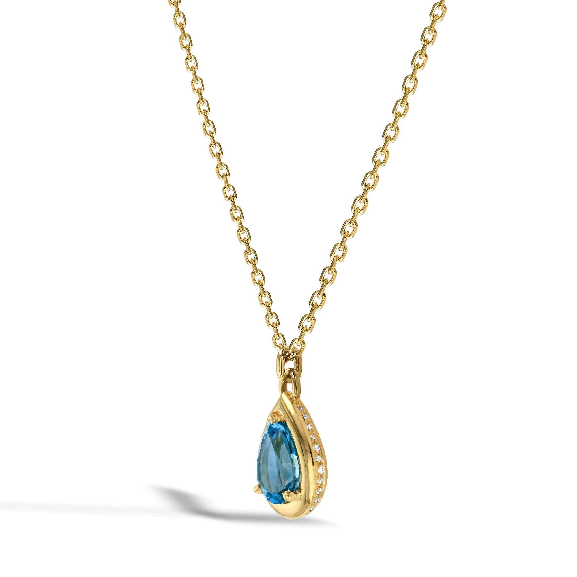 Skimming Stone 1.12ct Lukusuzi Aquamarine and Diamond Pendant Pear Shape, Claw Set_2