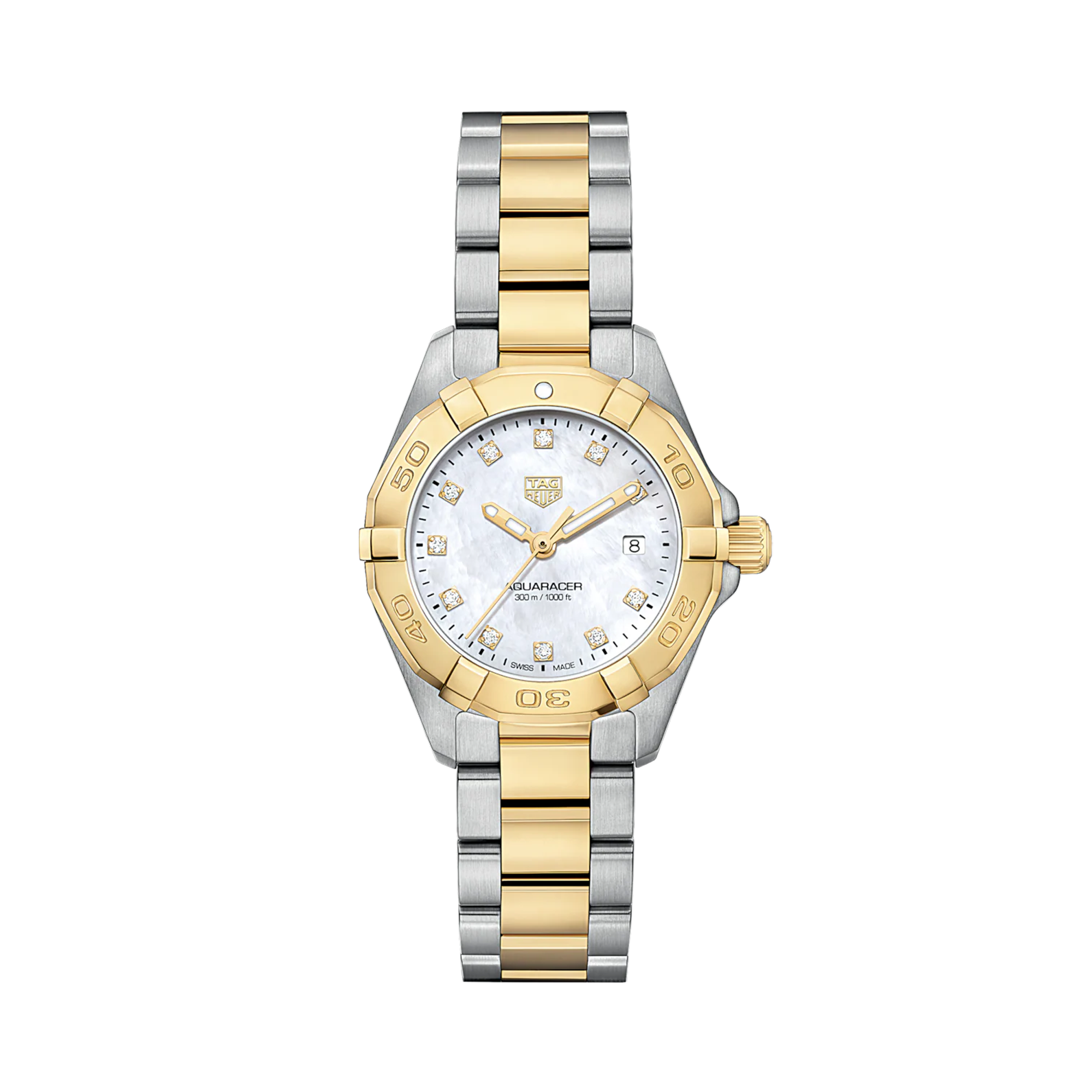 Tag Heuer Aquaracer Date 27mm, White Dial, Diamond Numerals_1