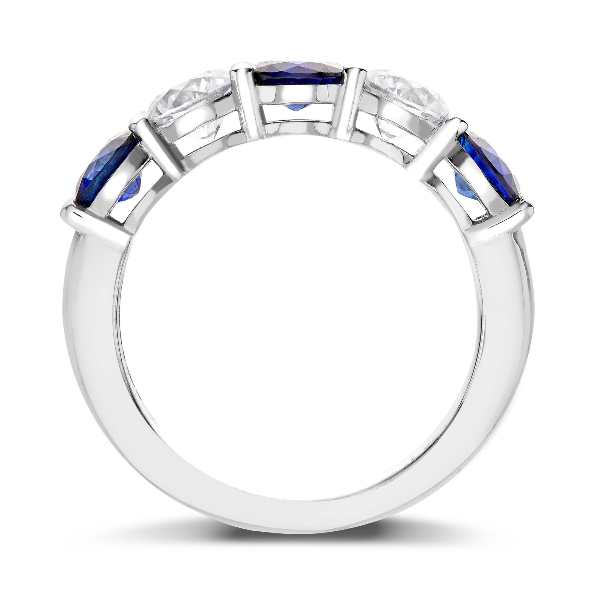 Five Stone Sapphire and Diamond  Ring Round Brilliant Cut, Claw Set_3