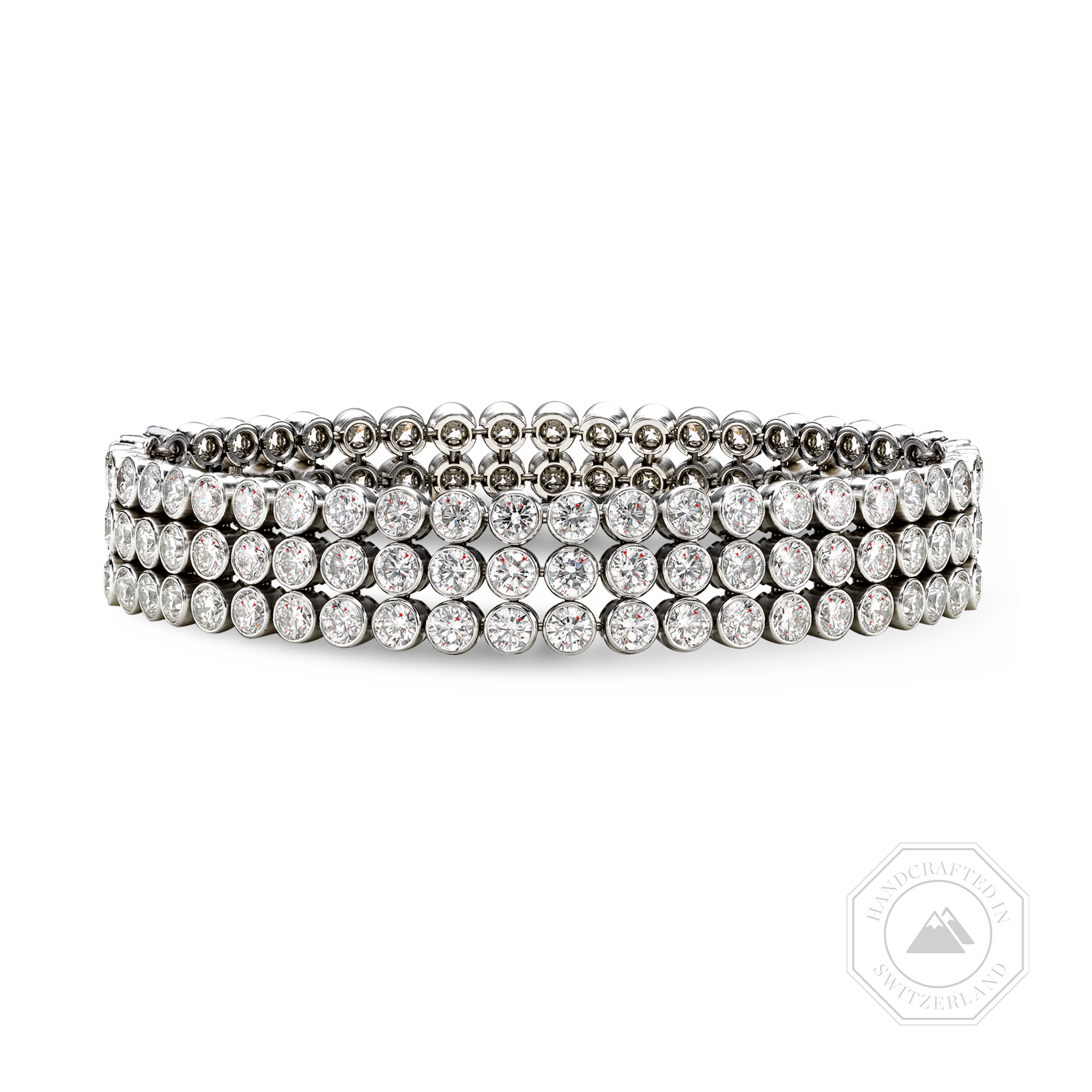 20.00ct Diamond Three Row Bracelet Brilliant Cut, Rubover Set_1