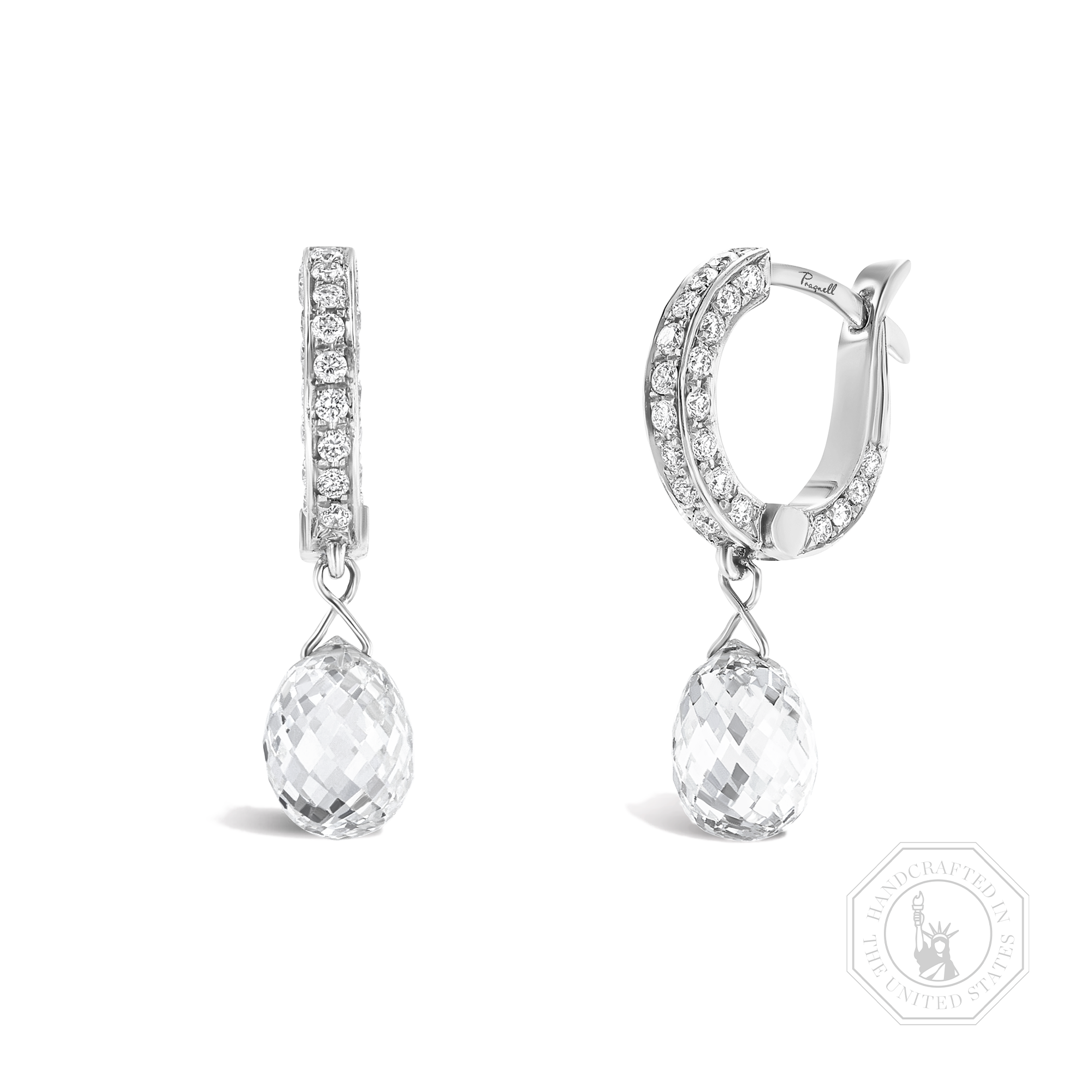 Briolette Diamond Drop Earrings Briolette & Brilliant Cut, Thread Set_1