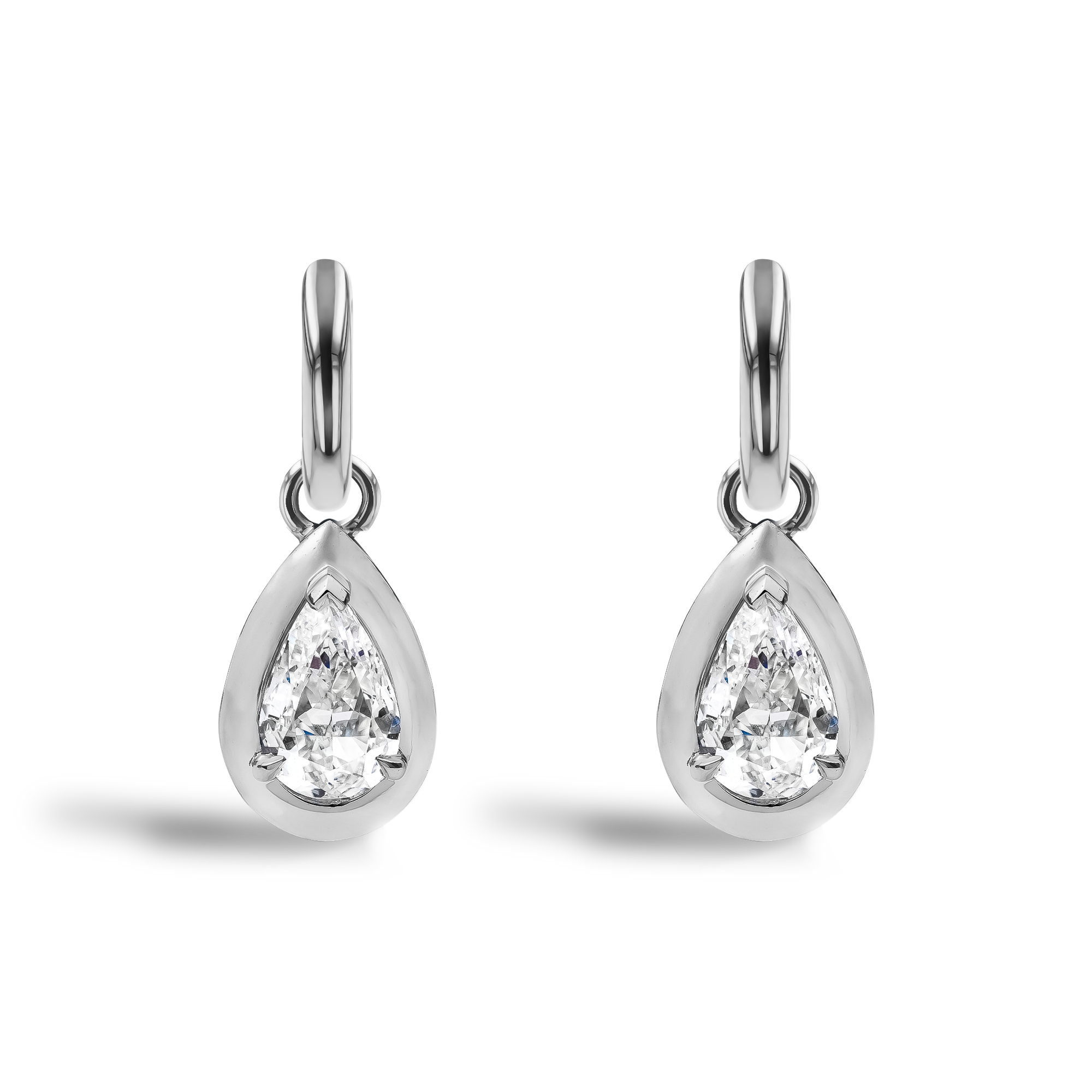 Skimming Stone Pear Shaped 1.80ct Diamond Drop Earrings Pear Shape, Claw Set_2