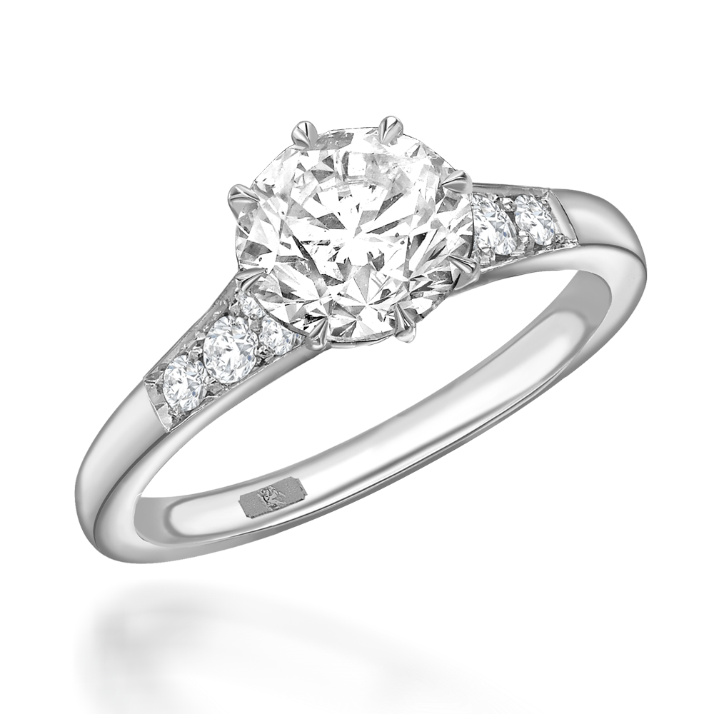 Antrobus Diamond Solitaire Ring Brilliant Cut, Solitaire, Diamond Shoulders_1