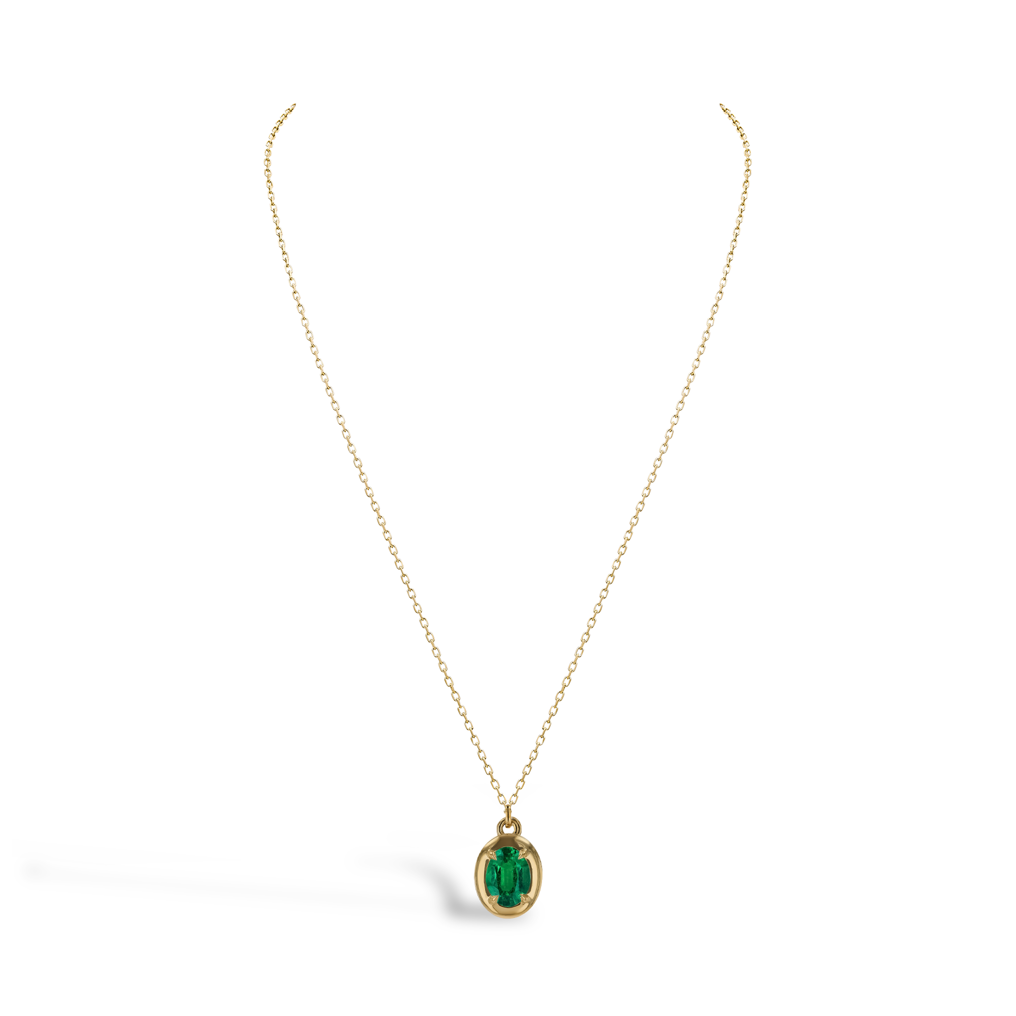 Skimming Stone 1.38ct Zambian Emerald Pendant Oval Cut, Claw Set_3