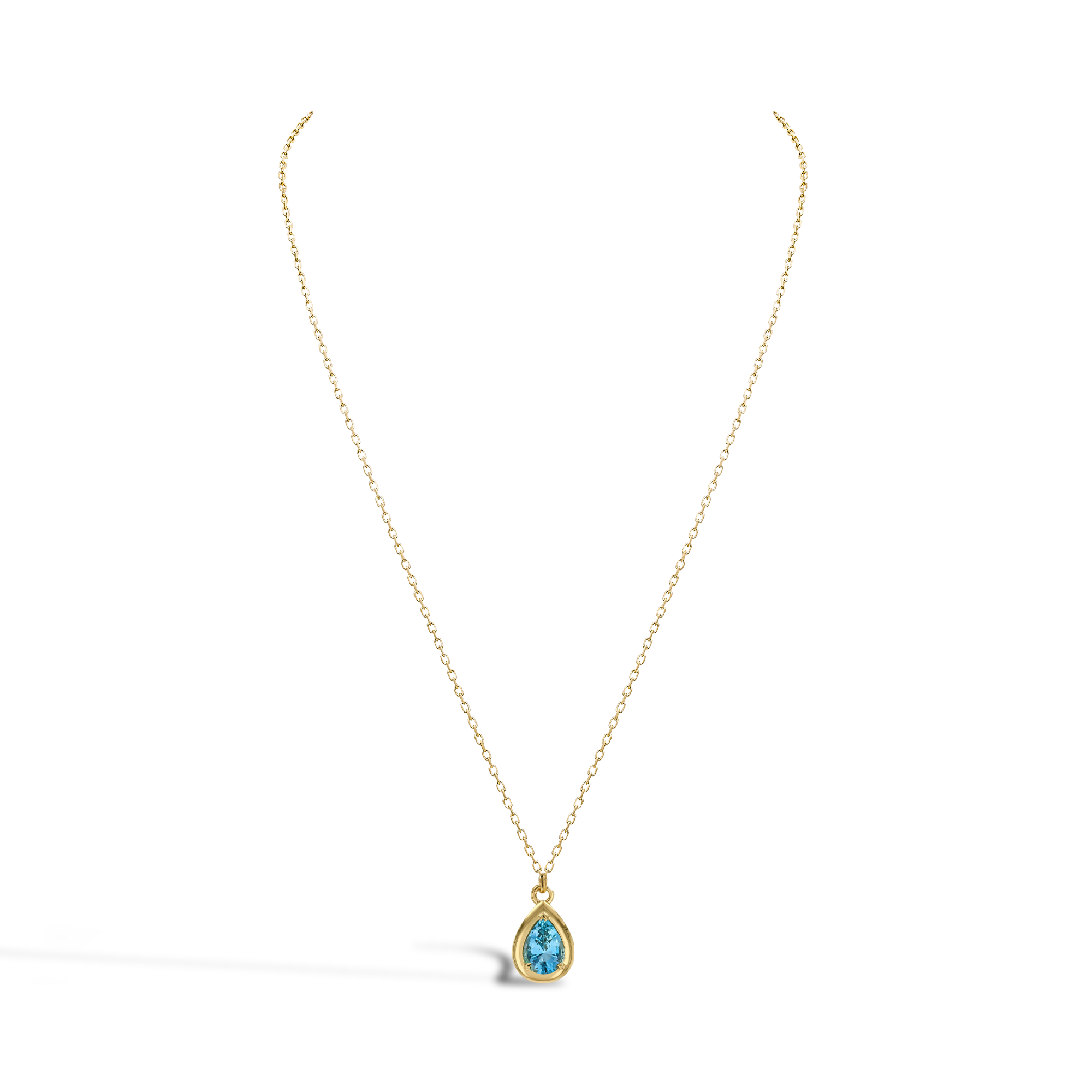 Skimming Stone 1.12ct Lukusuzi Aquamarine and Diamond Pendant Pear Shape, Claw Set_3