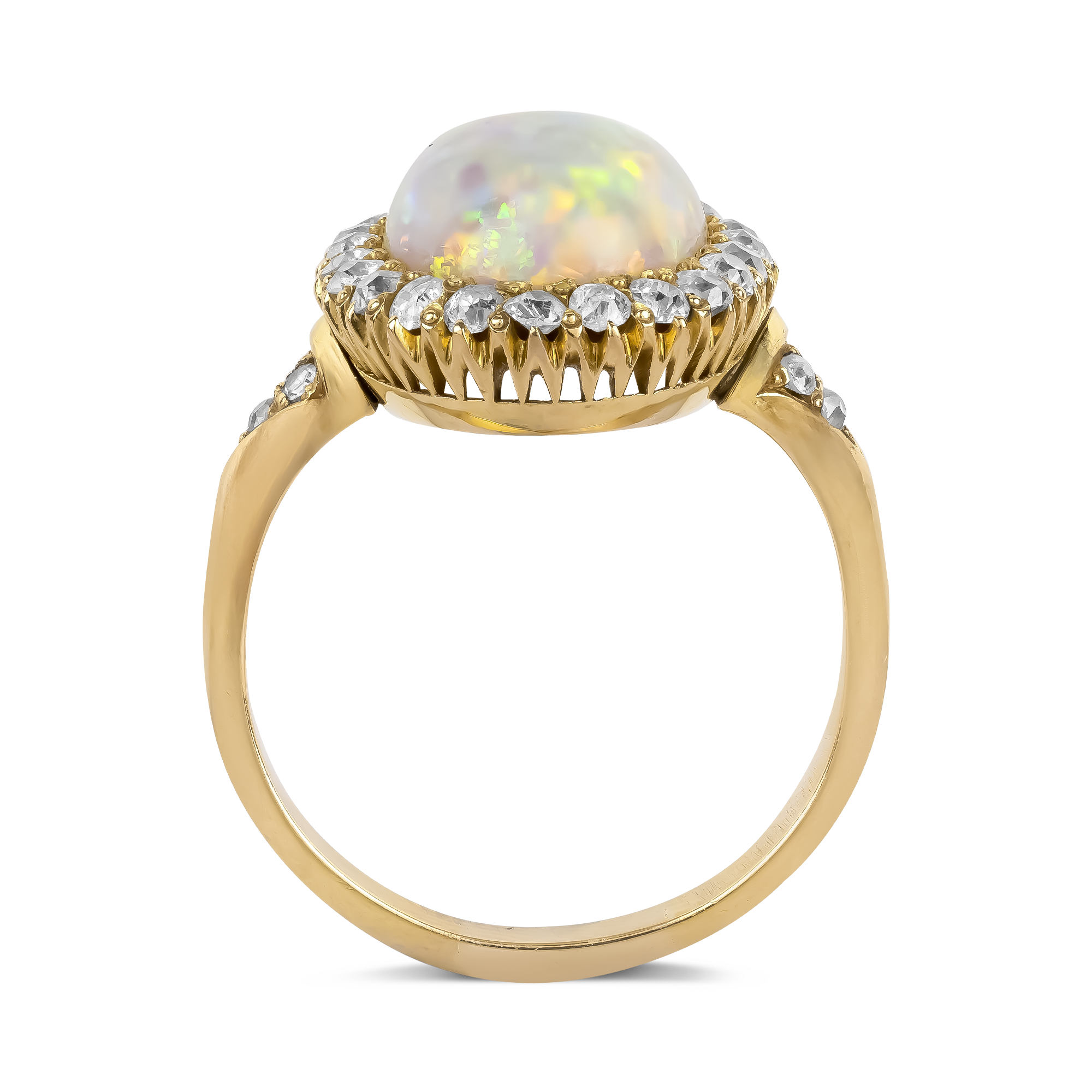 Cabochon Cut Emerald and Diamond Ring Cabochon Cut, Claw Set_3