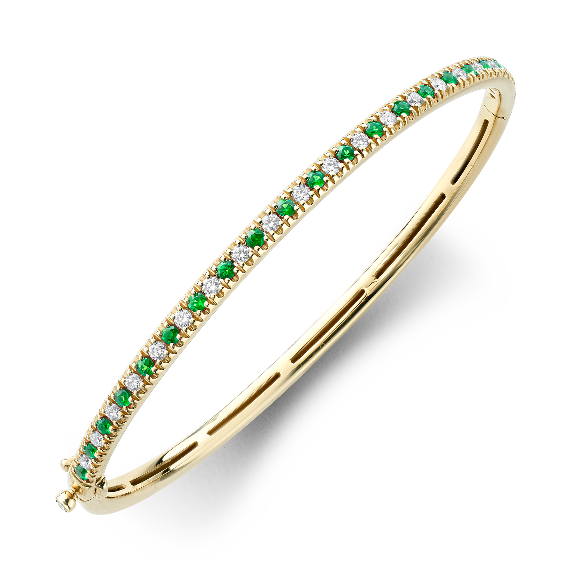 Emerald & Diamond Half Hoop Bangle Brilliant cut, Claw set_2