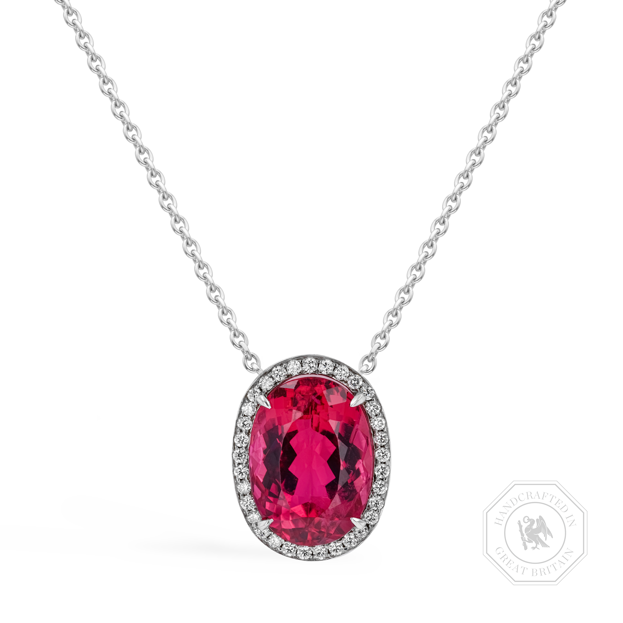 Oval Cut Rubellite Tourmaline Pendant Oval Cut, Four Claw Set_1