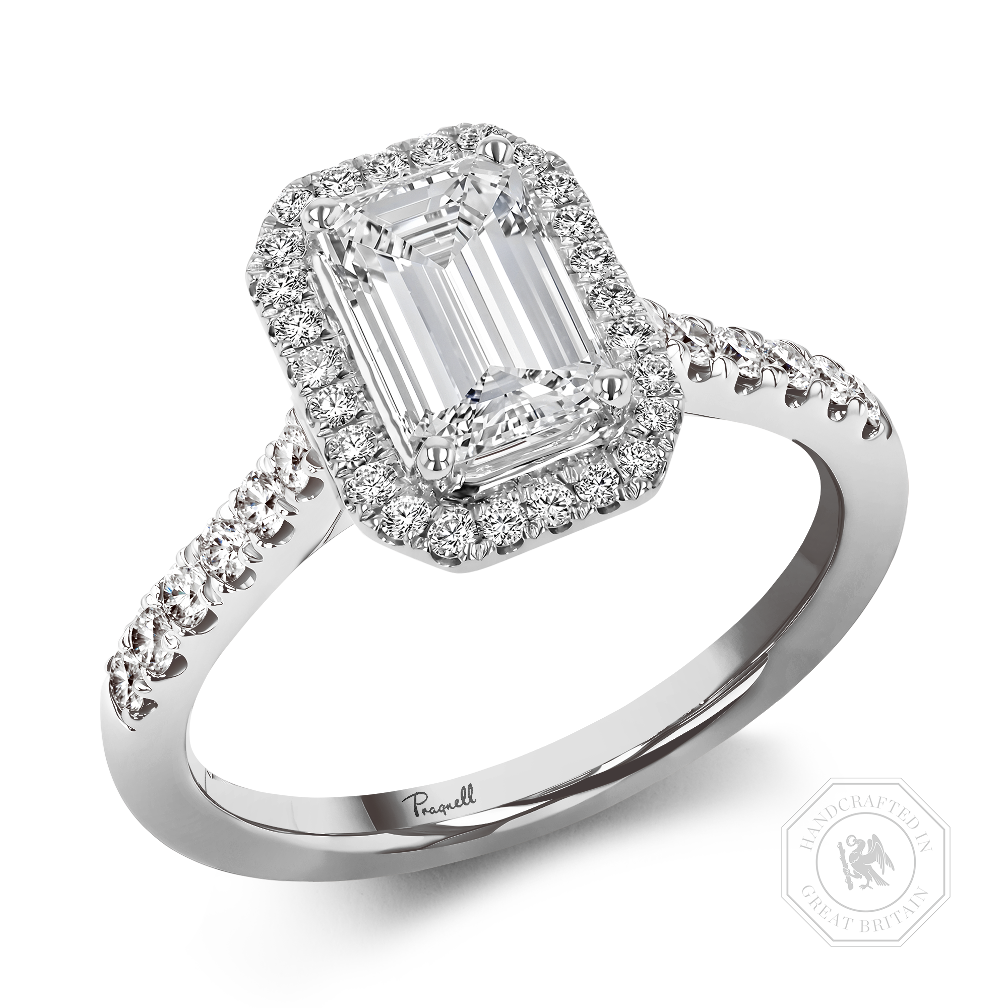 Celestial 0.30ct Emerald Cut Diamond Cluster Ring Emerald Cut, Claw Set_1