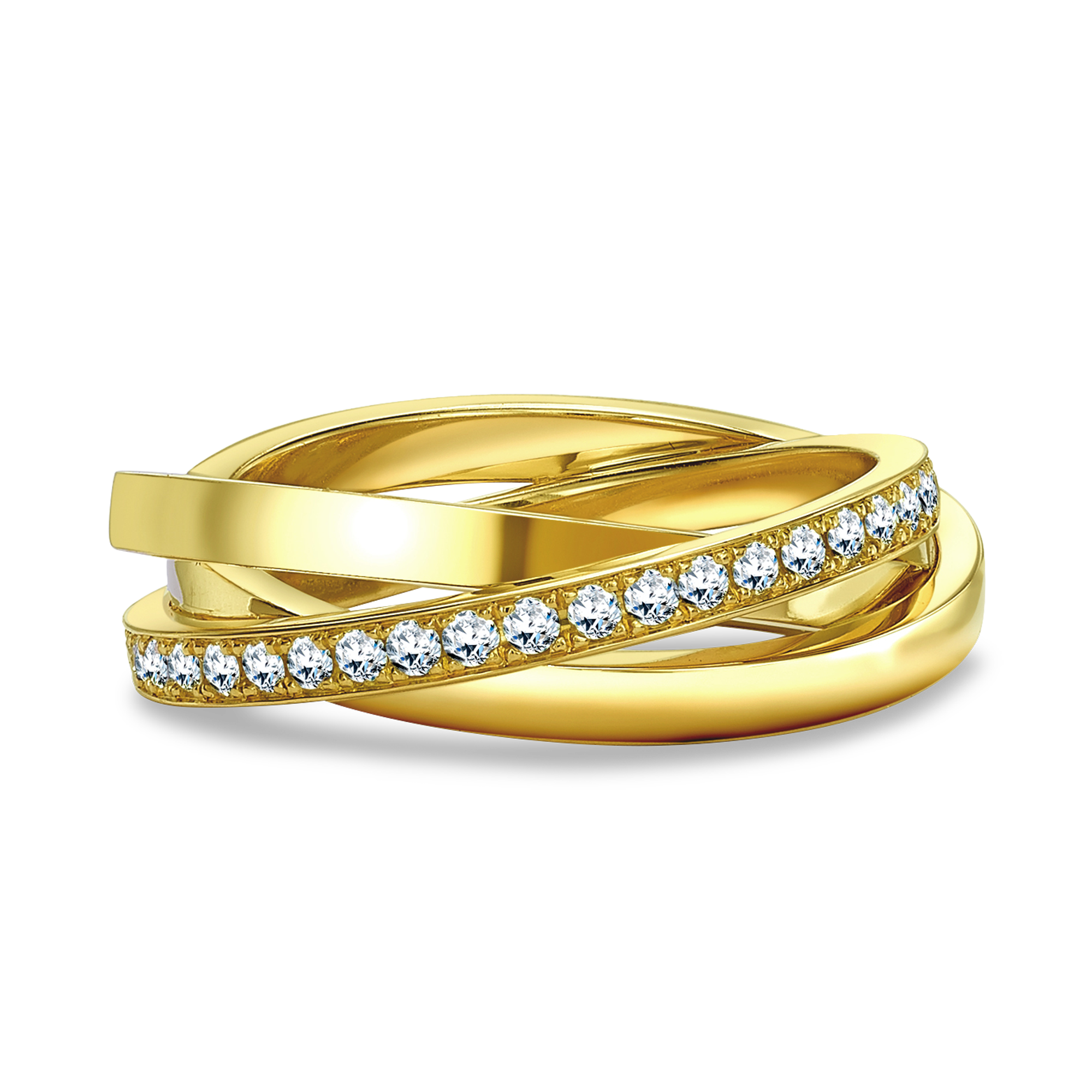 Trilogy Three-Row Diamond Ring Brilliant Cut, Three-Row, Grain Set_1