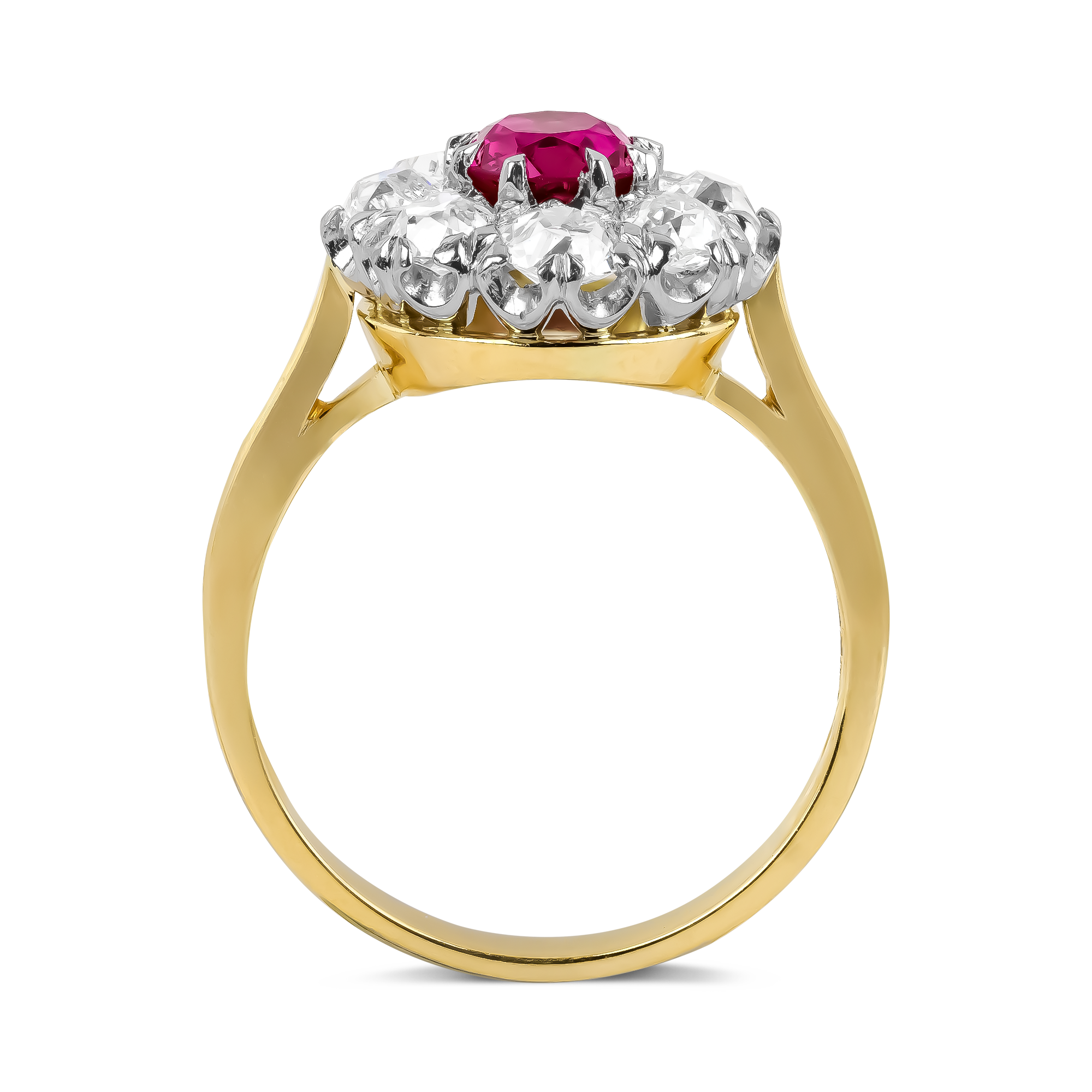 Oval Cut 1.06ct Burma Ruby and Diamond Cluster Ring Oval Cut, Claw Set_3
