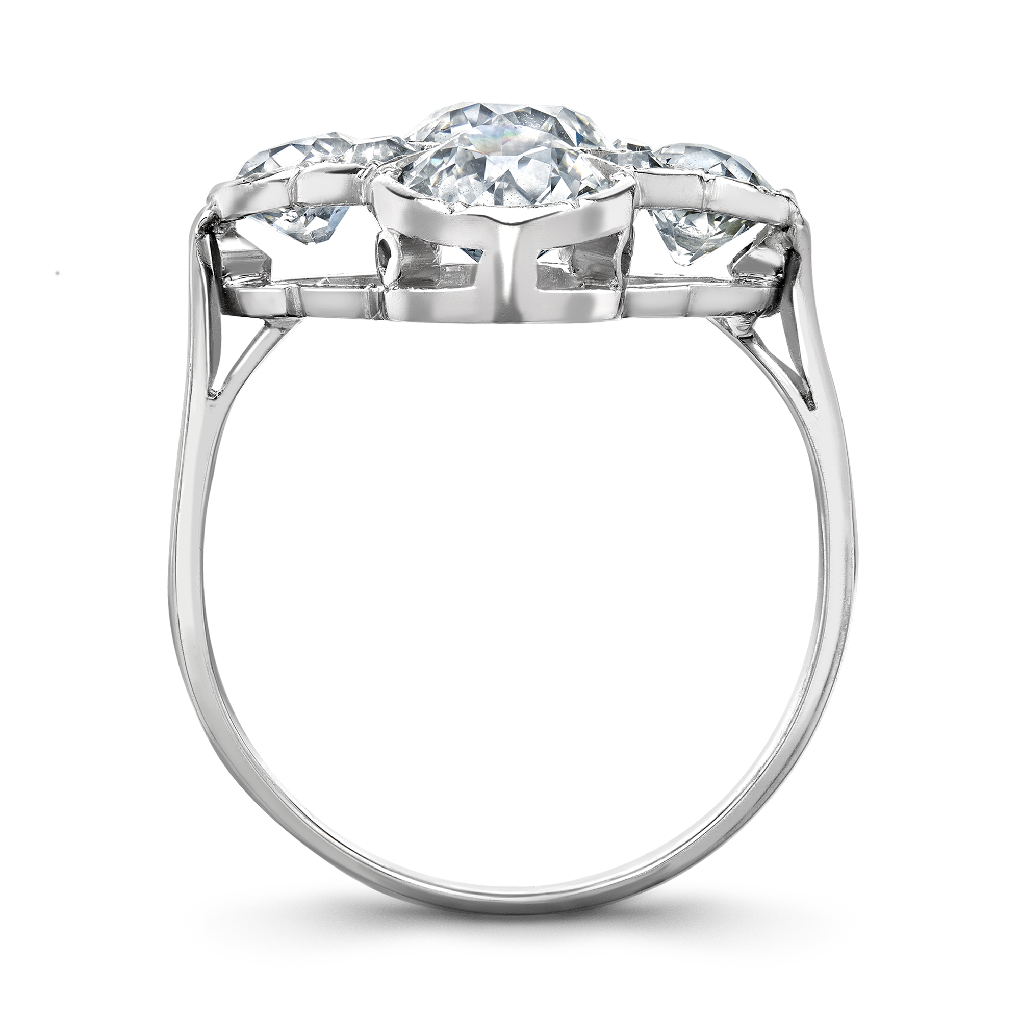 Art Deco Diamond Cluster Ring Old Cut Diamond Ring, with Diamond Surround_3