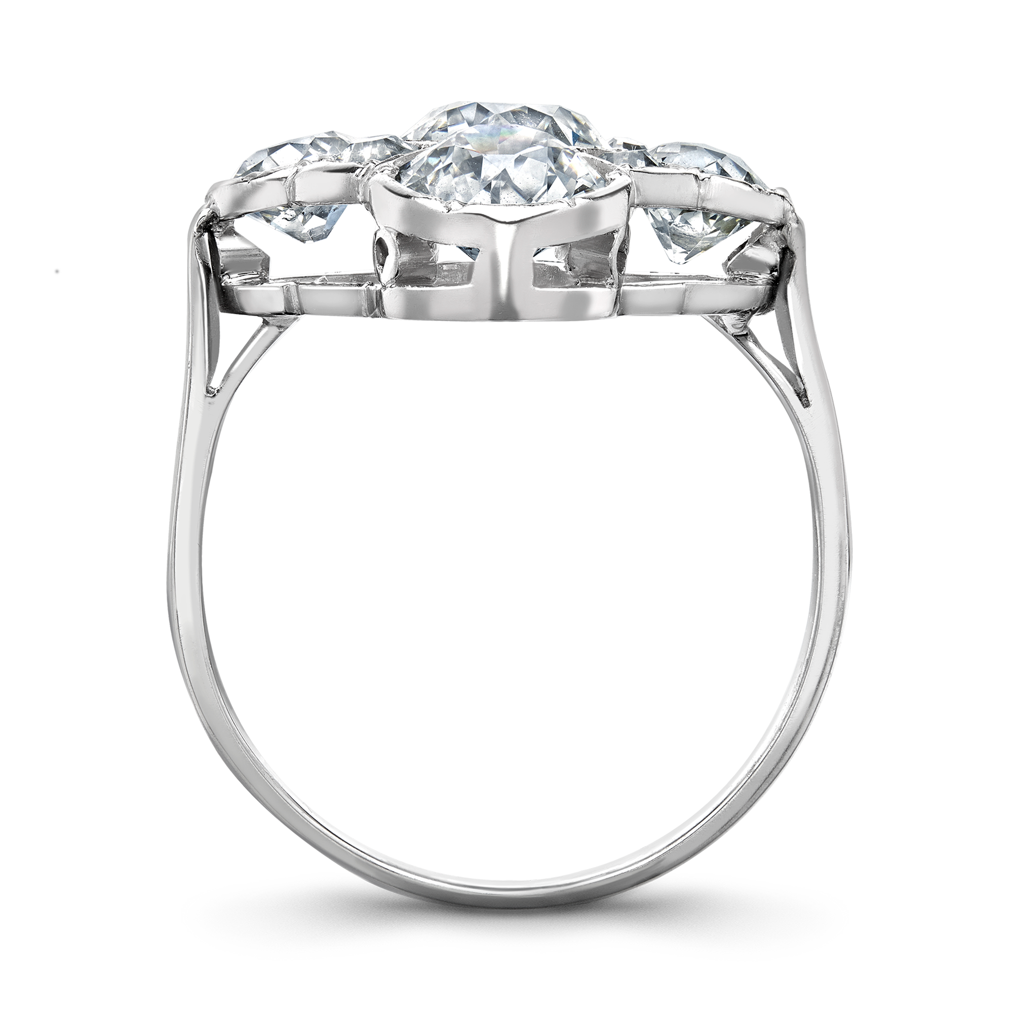 Art Deco Diamond Cluster Ring Old Cut Diamond Ring, with Diamond Surround_3