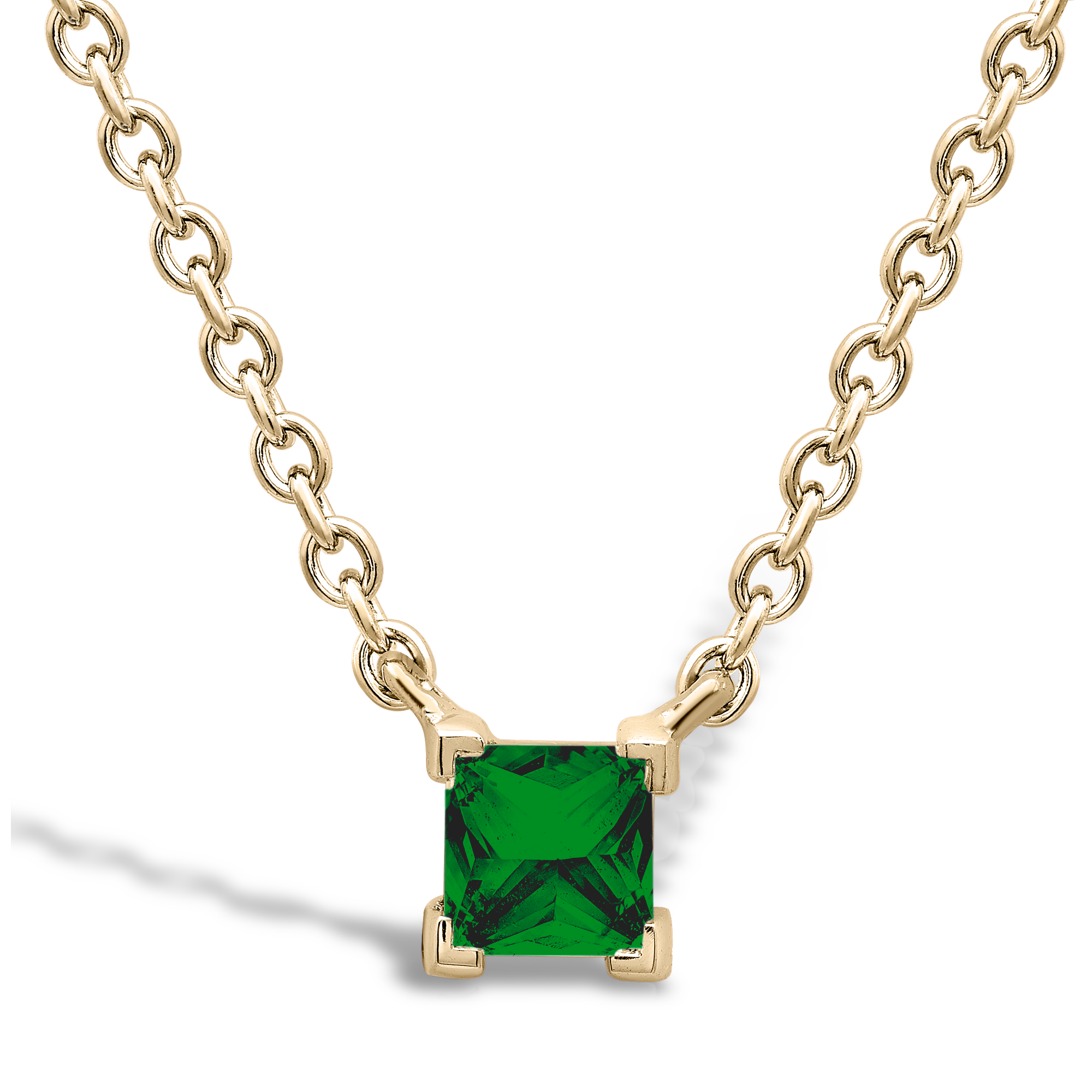 RockChic Emerald Solitaire Necklace Princess Cut, Claw Set_1
