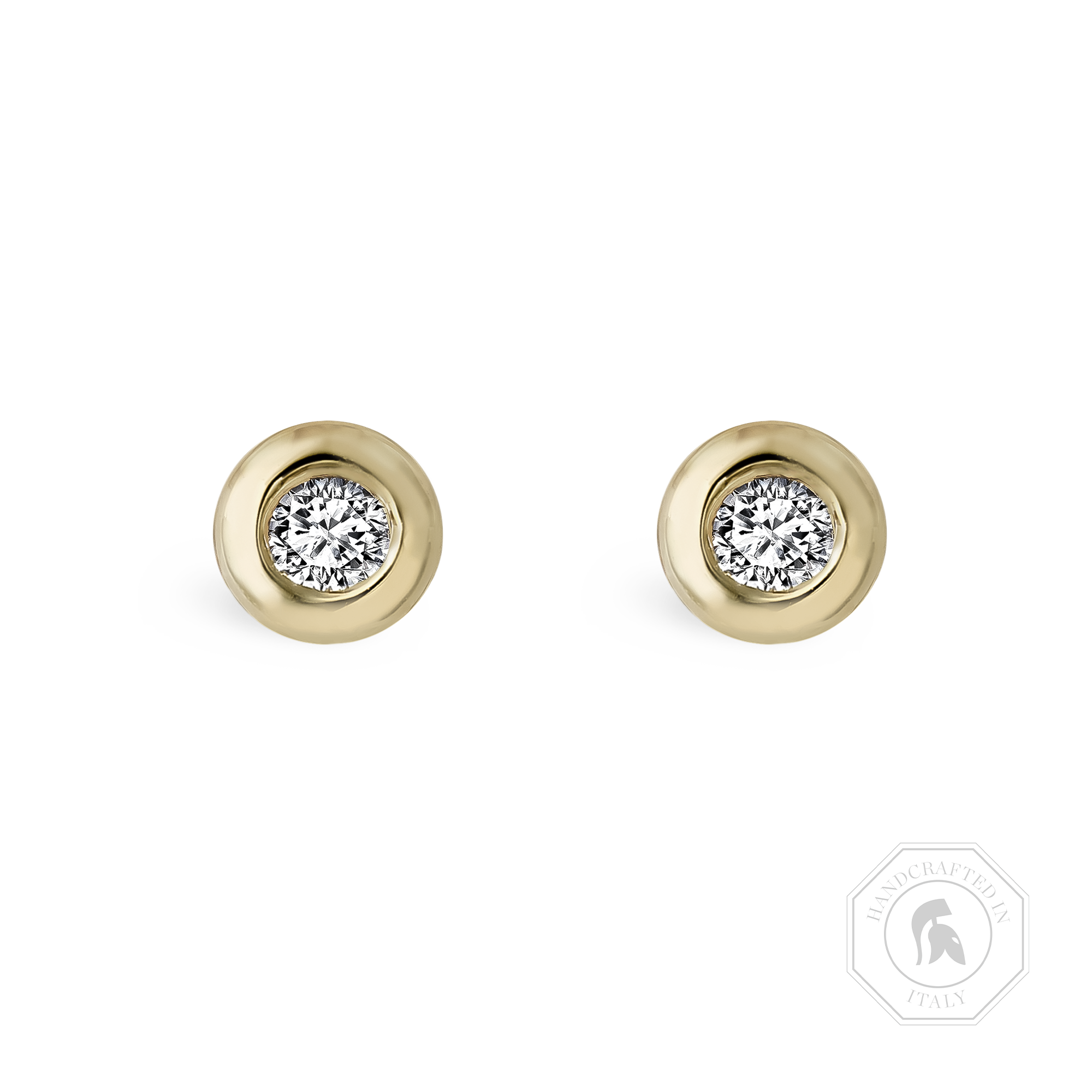 RockChain Two Stone Diamond Stud Earrings Brilliant Cut, Rubover Set_1