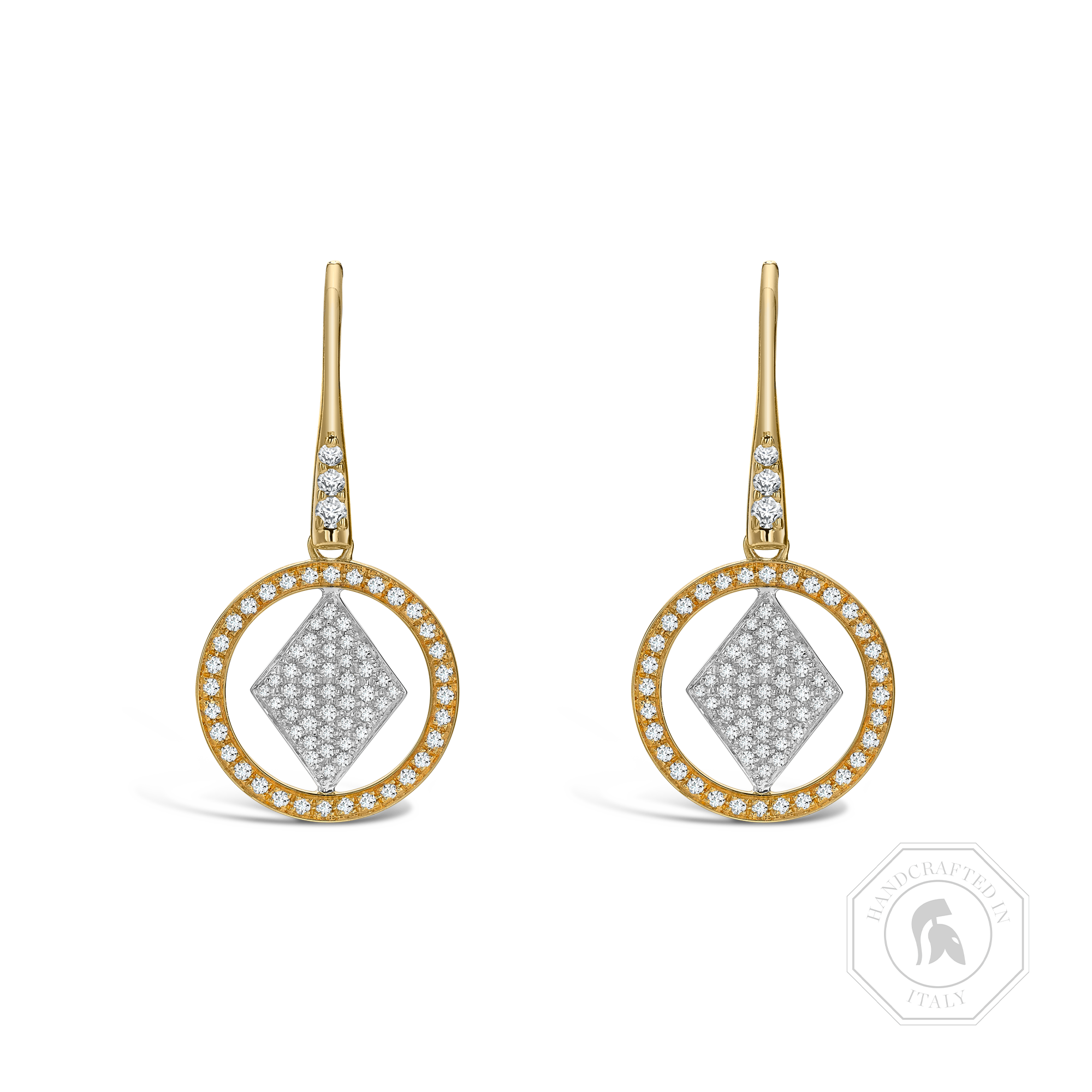 Lady Luck Diamond Drop Earrings in Yellow and White Gold _1