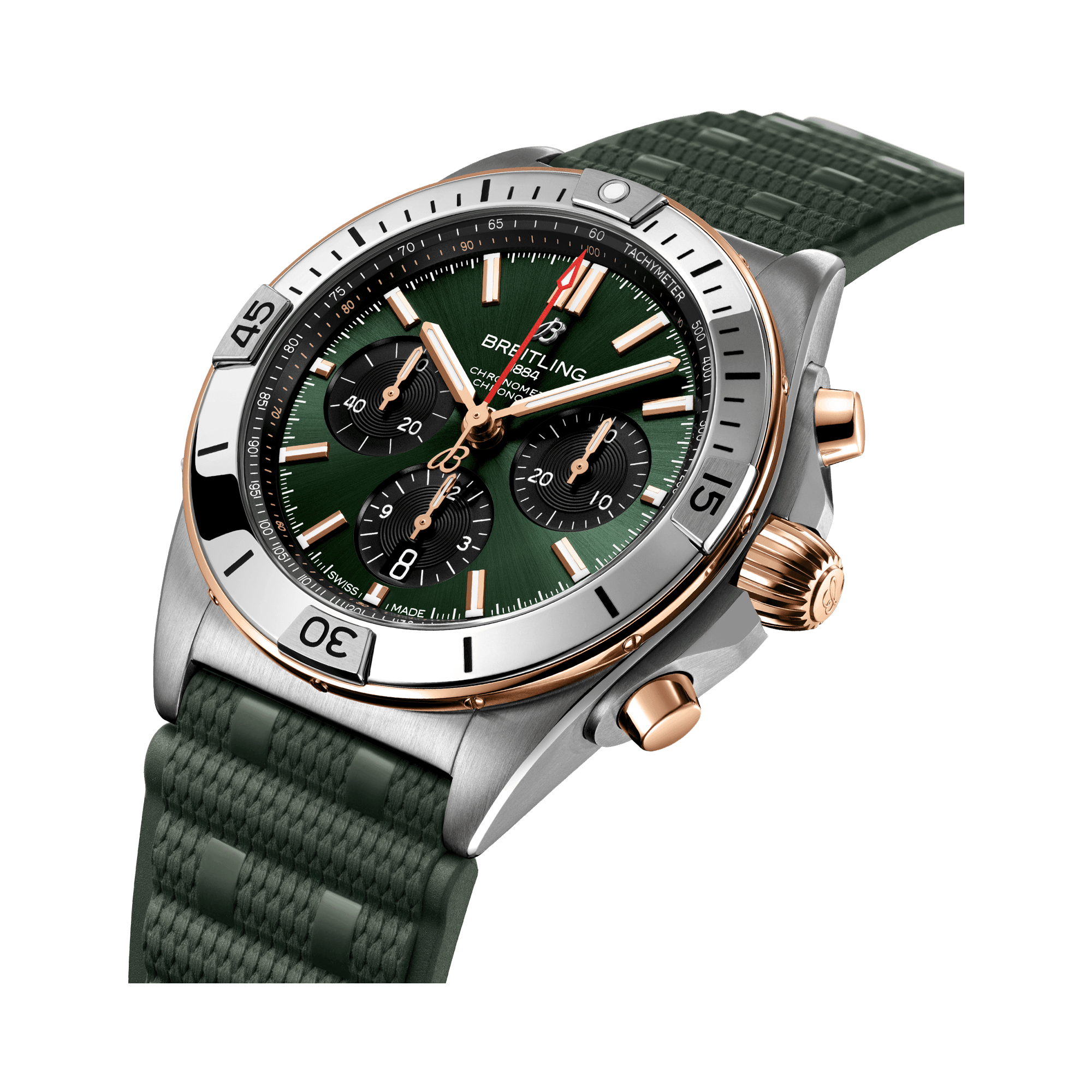 Breitling Chronomat B01 42mm, Green Dial, Baton Numerals_2