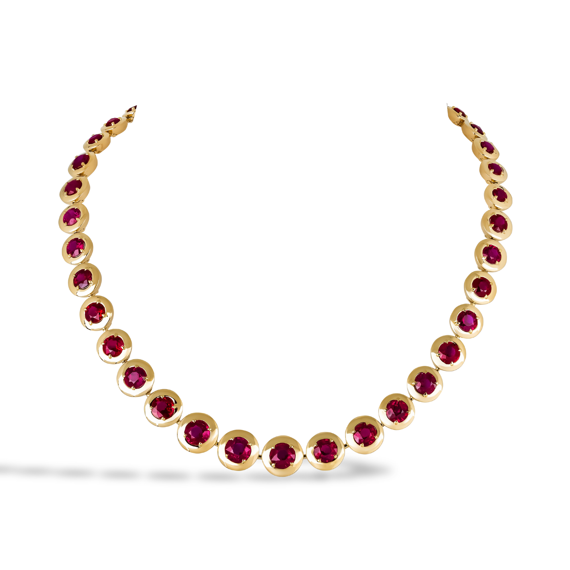 Masterpiece Skimming Stone 35.14ct Burma Ruby Necklace Brilliant cut, Claw set_1