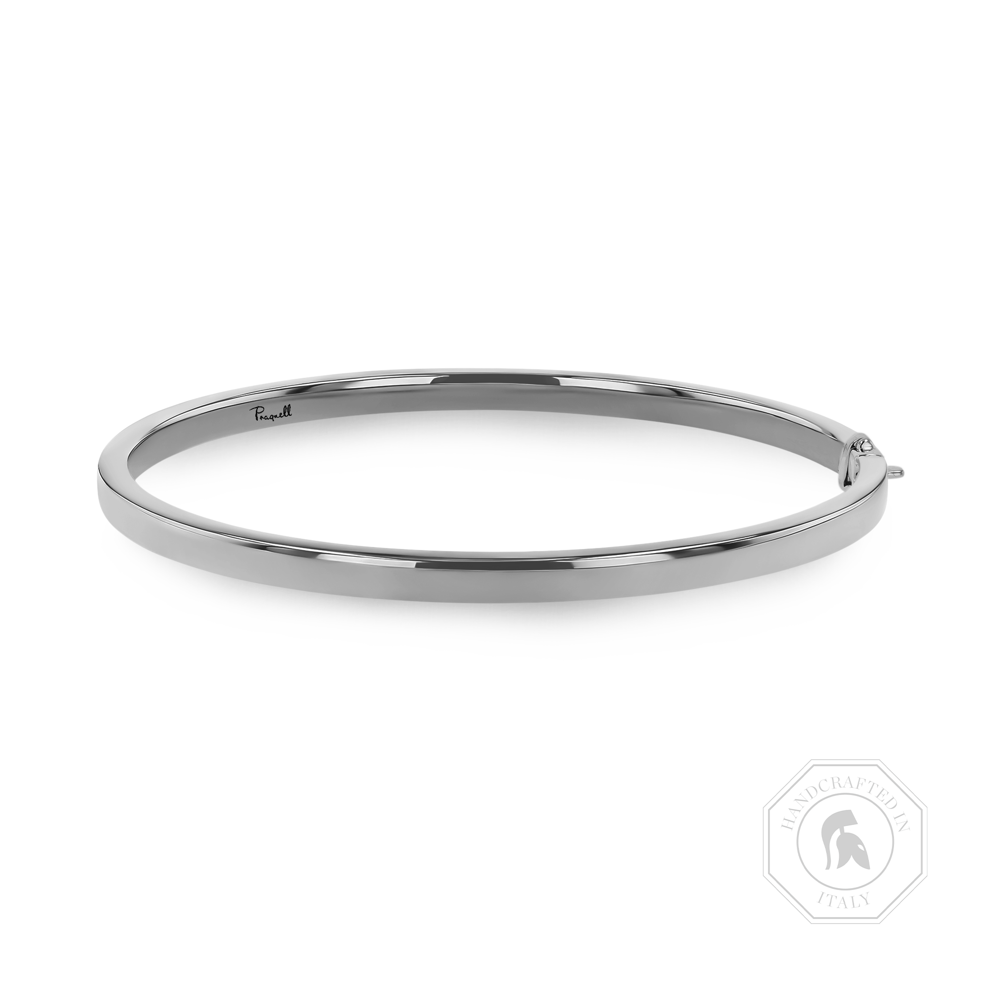 Plain Polished 4mm Square Edged Oval Bangle _1